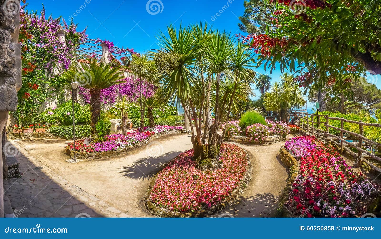 beautiful villa rufolo gardens in ravello at amalfi coast, italy