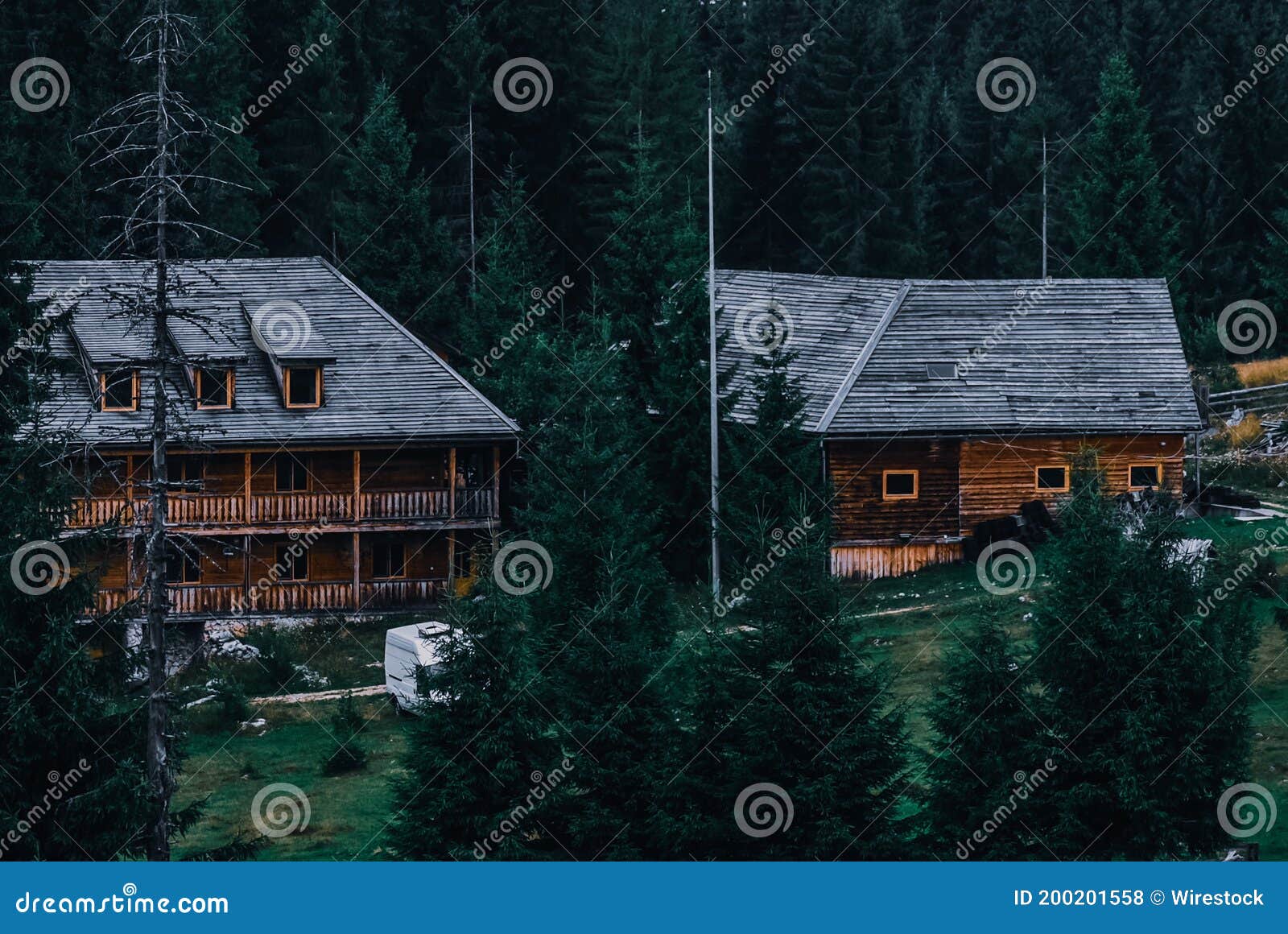 Beautiful Village Houses in the Forest Stock Photo Image of
