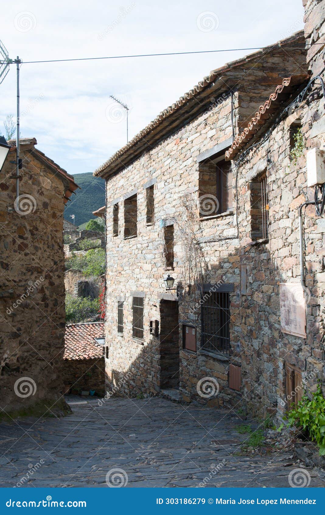 beautiful village, houses with stone walls in patones de arriba, madrid