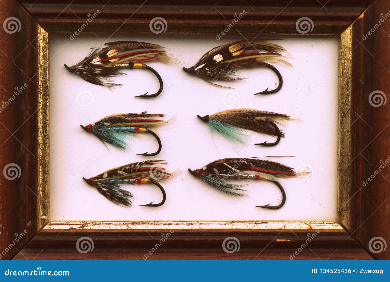 Vintage Classic Salmon Flies Fly Fishing Picture Stock Photo