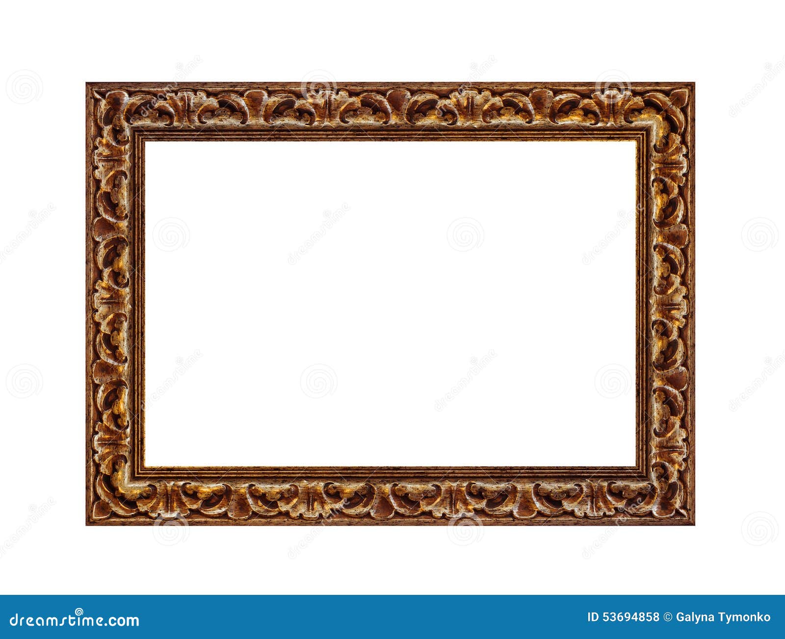 Beautiful Vintage Photo Frame Isolated on a White Background Stock