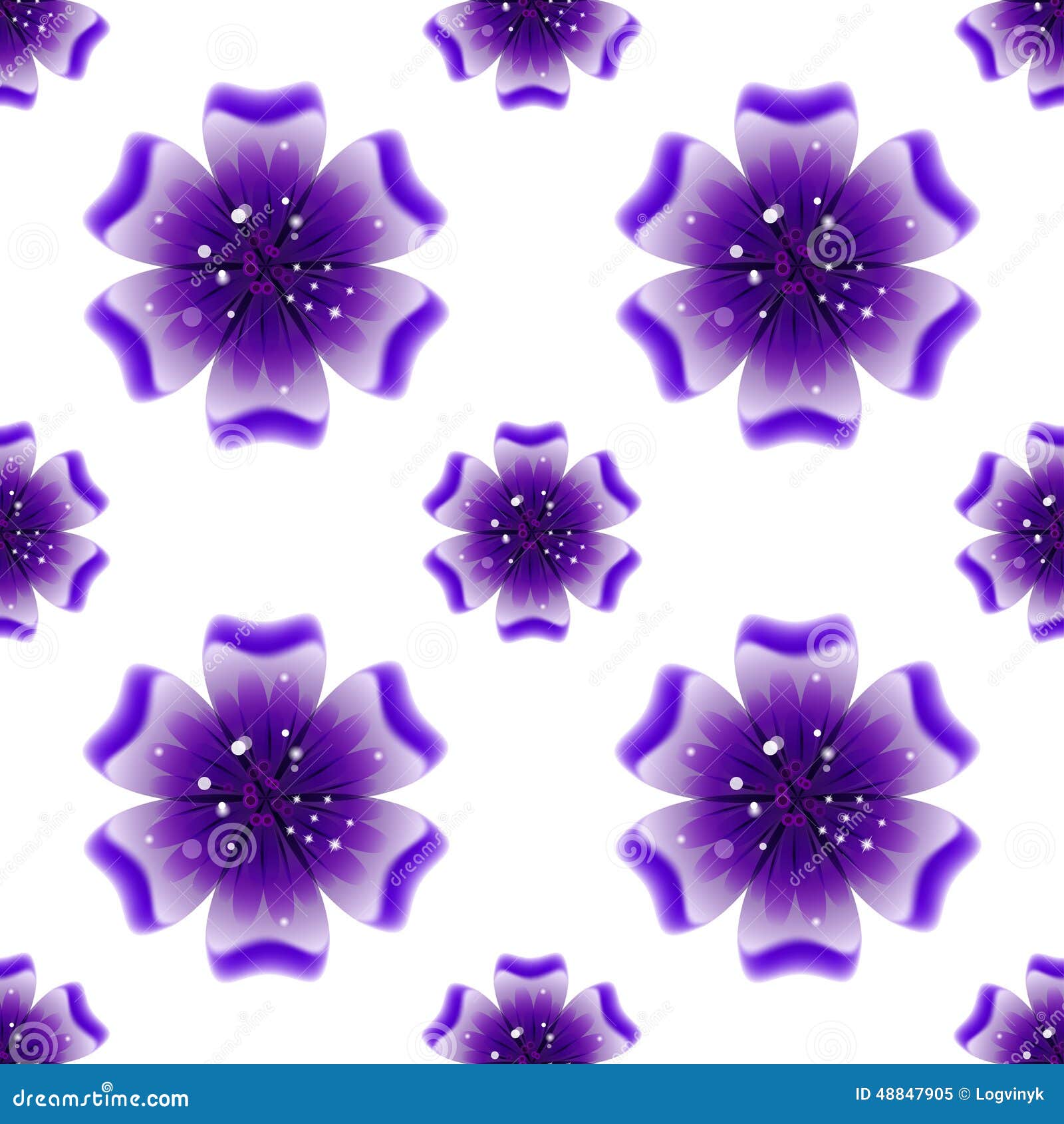 Beautiful Violet Flower. Seamless Floral Pattern. Vector Stock