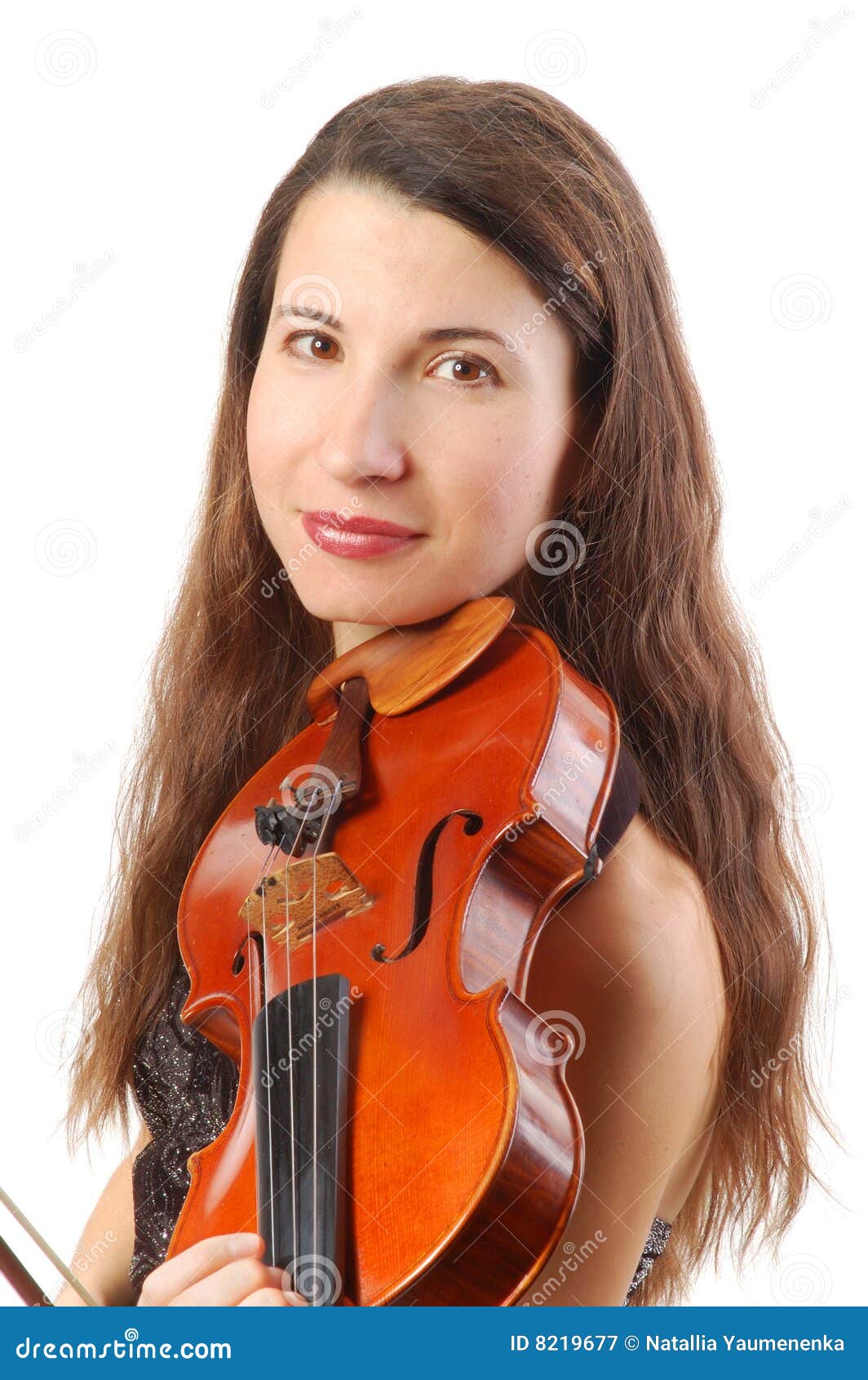 Beautiful Violinist Girl In Yellow Concert Dress Is Playing Electric