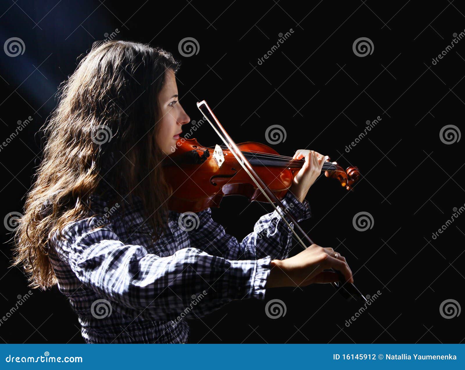 Beautiful Violinist Girl In Yellow Concert Dress Is Playing Electric
