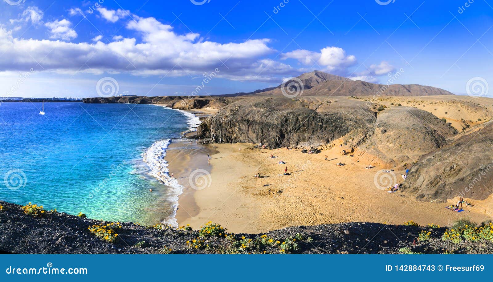beautiful volcanic nature and beaches of lanzarote.papagayo beach. canary islands, spain