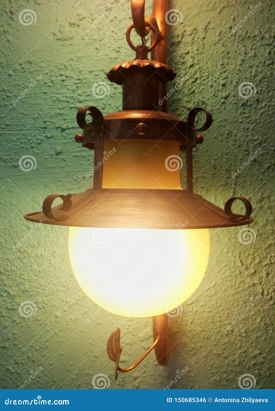 Beautiful Wall Lamp in the Building Stock Photo Image of light