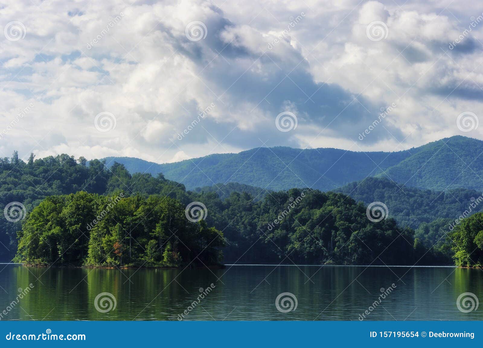 beautiful watauga lake under cloudy skies