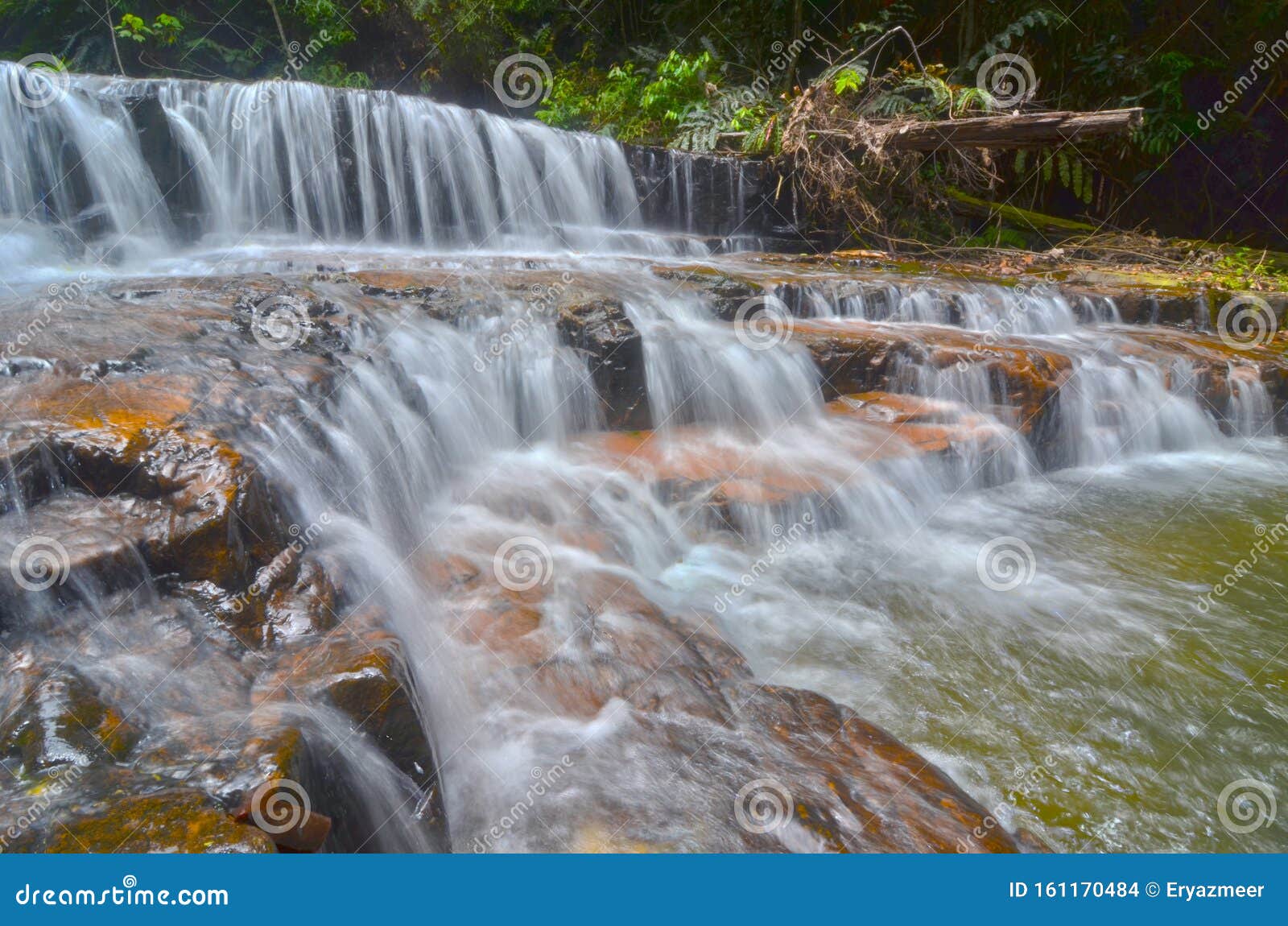 a beautiful scenery of atas pelangi waterfall in pahang, malaysia