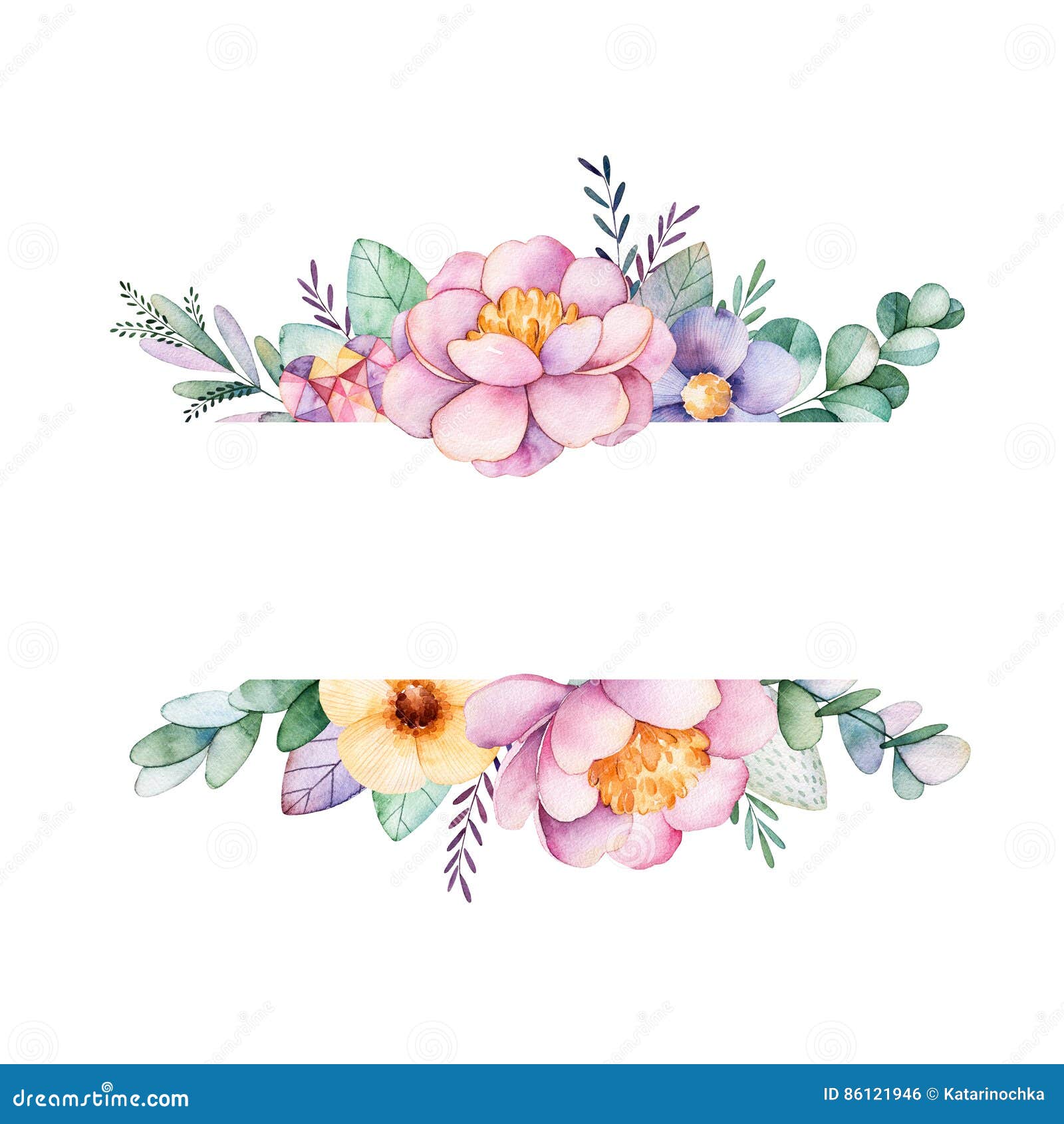 Beautiful Watercolor Border Frame With Peony,flower ...
