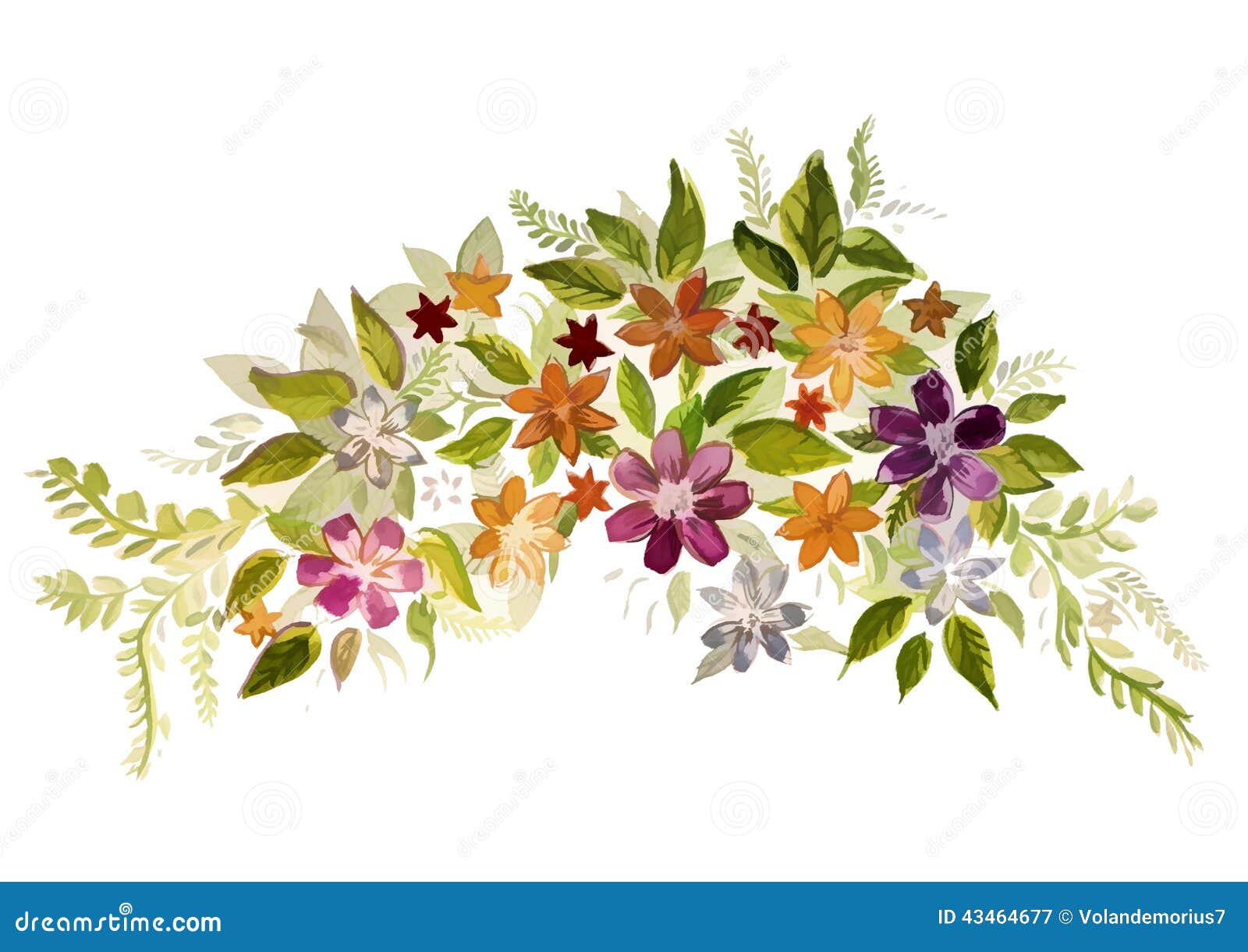 Beautiful Watercolor Painting Many Flowers Stock Illustration Illustration Of Beautiful Leaves 43464677