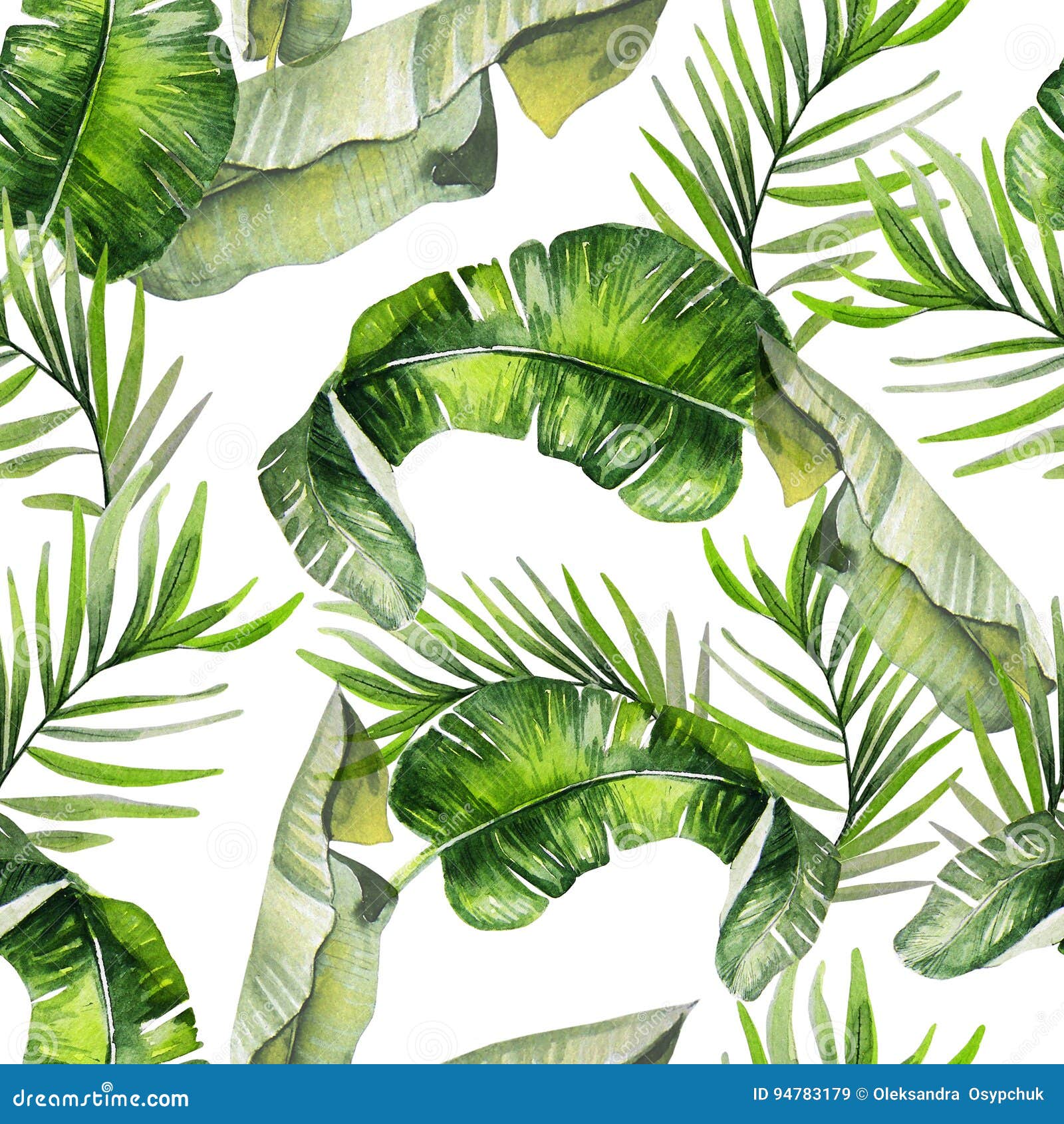 Beautiful Watercolor Seamless Tropical Jungle Floral Pattern Background ...