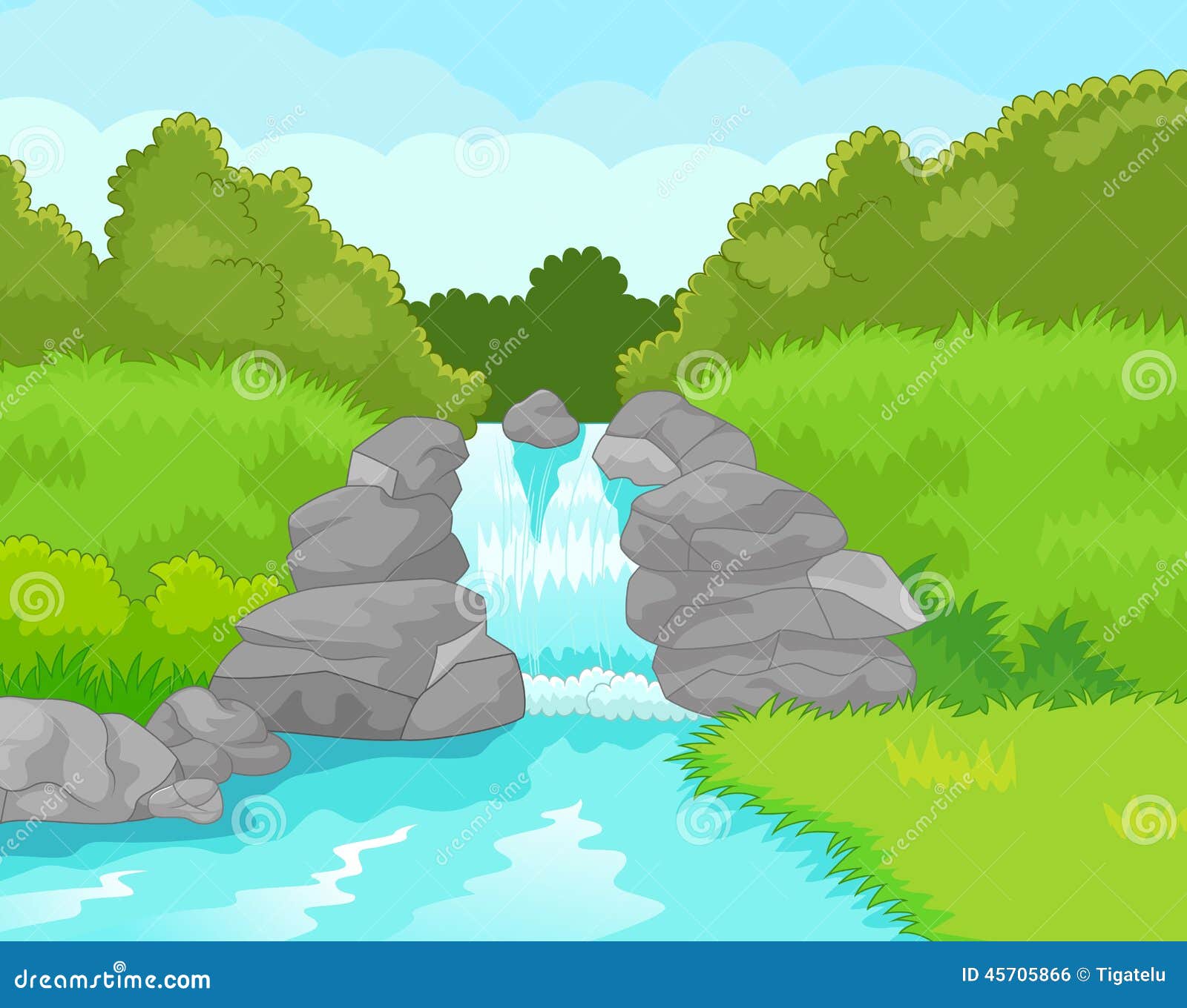 Beautiful waterfall stock vector. Illustration of beautiful - 45705866