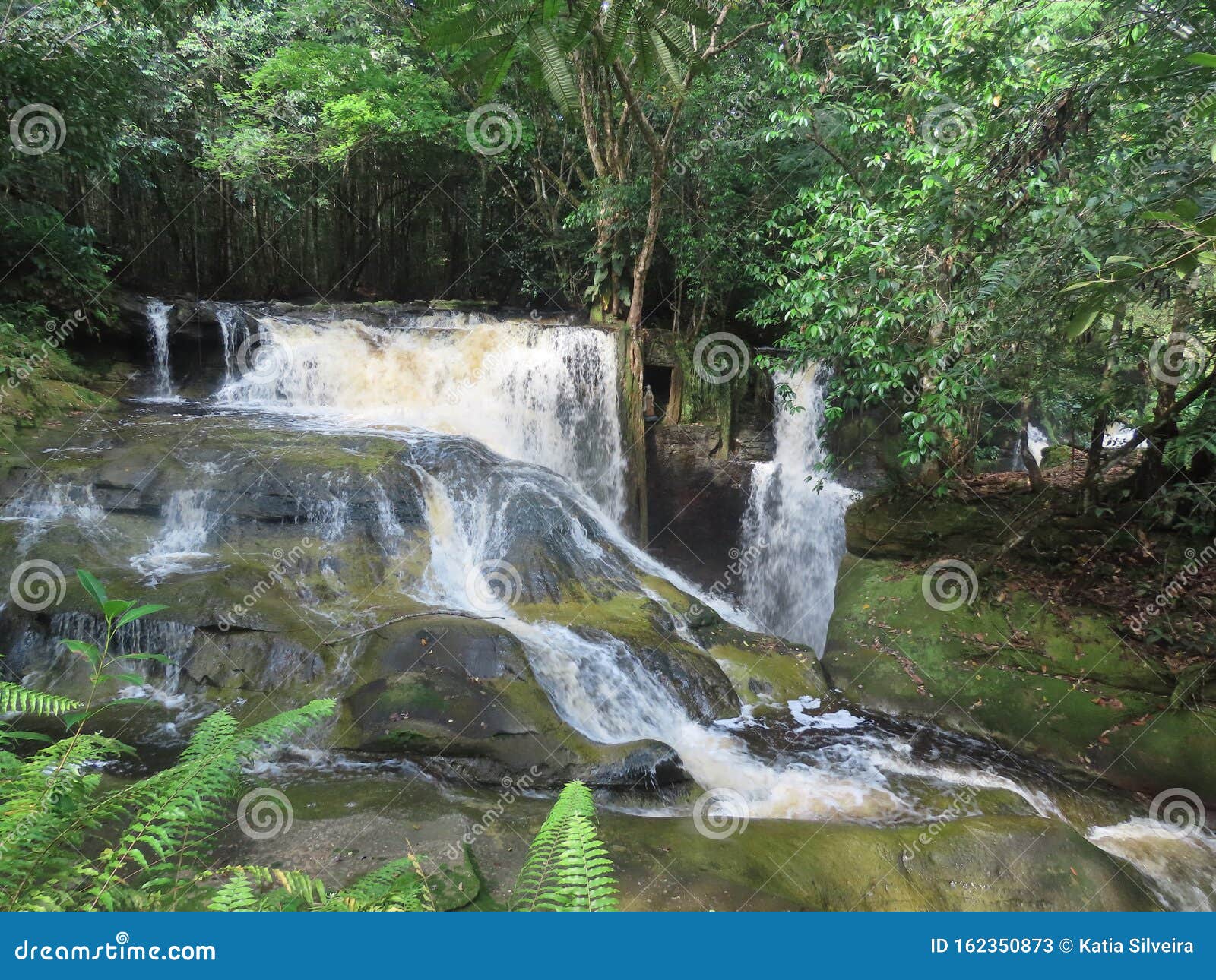 beautiful waterfall in presidente figueiredo, amazon region
