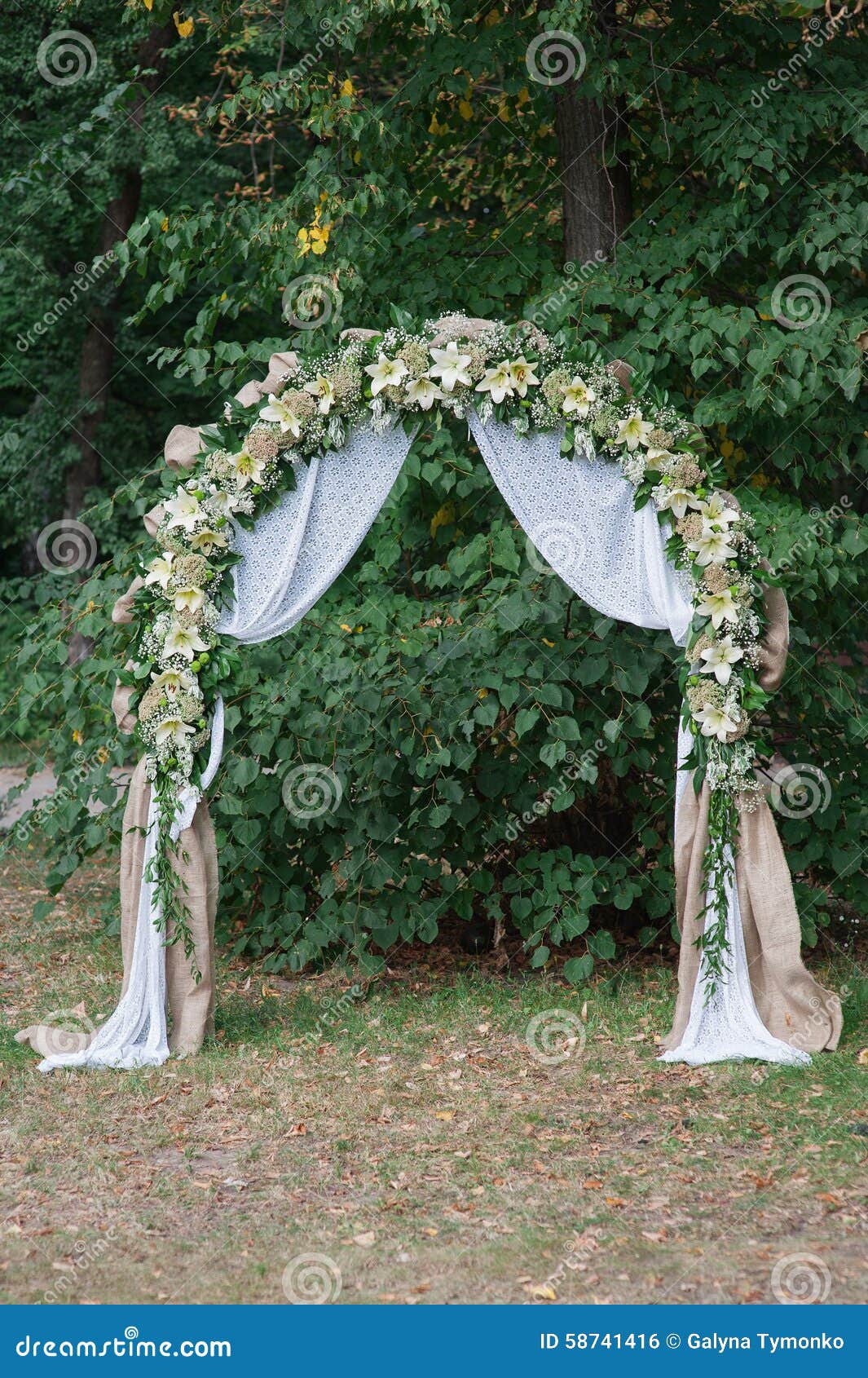 Beautiful Wedding Arch for the Ceremony of Flowers Stock Photo Image