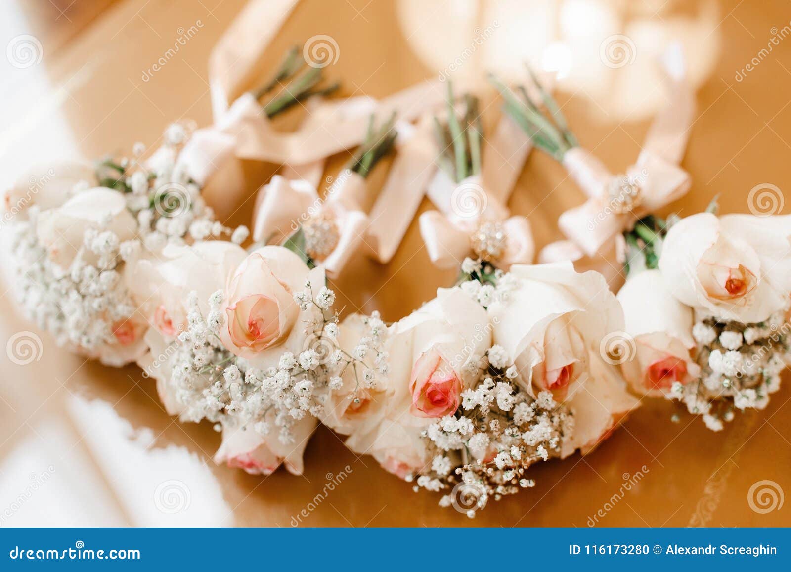 Beautiful Wedding Decoration Set Up with Flowers. Stock Photo Image