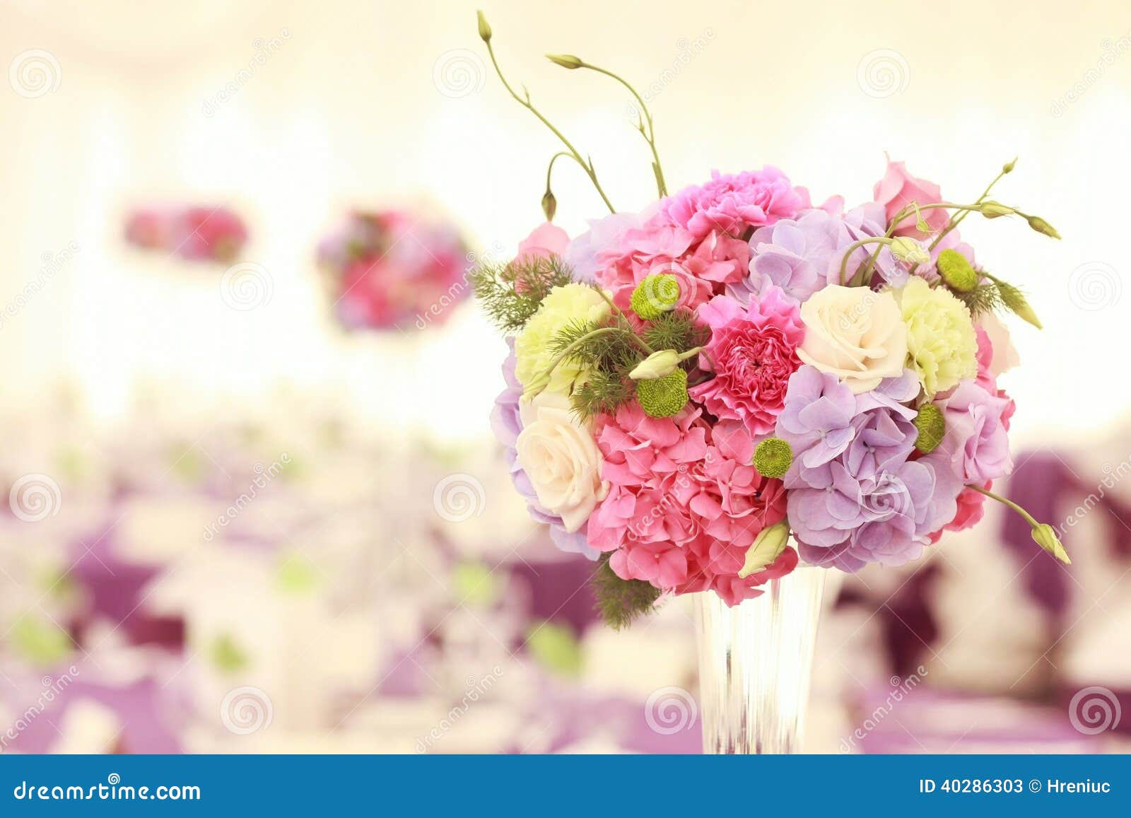 Beautiful Wedding Flower Decoration Table Arrangement Stock