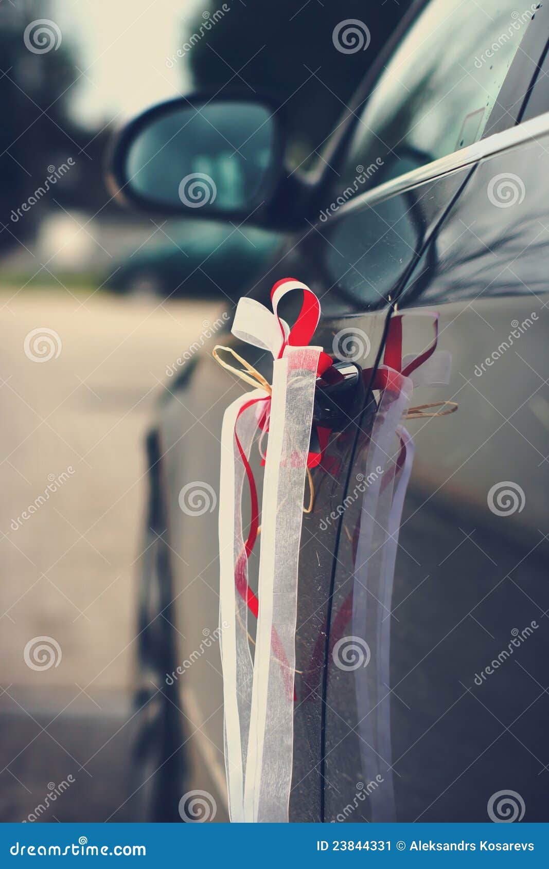 Beautiful Wedding Ribbons on a Car Stock Image Image of accessory