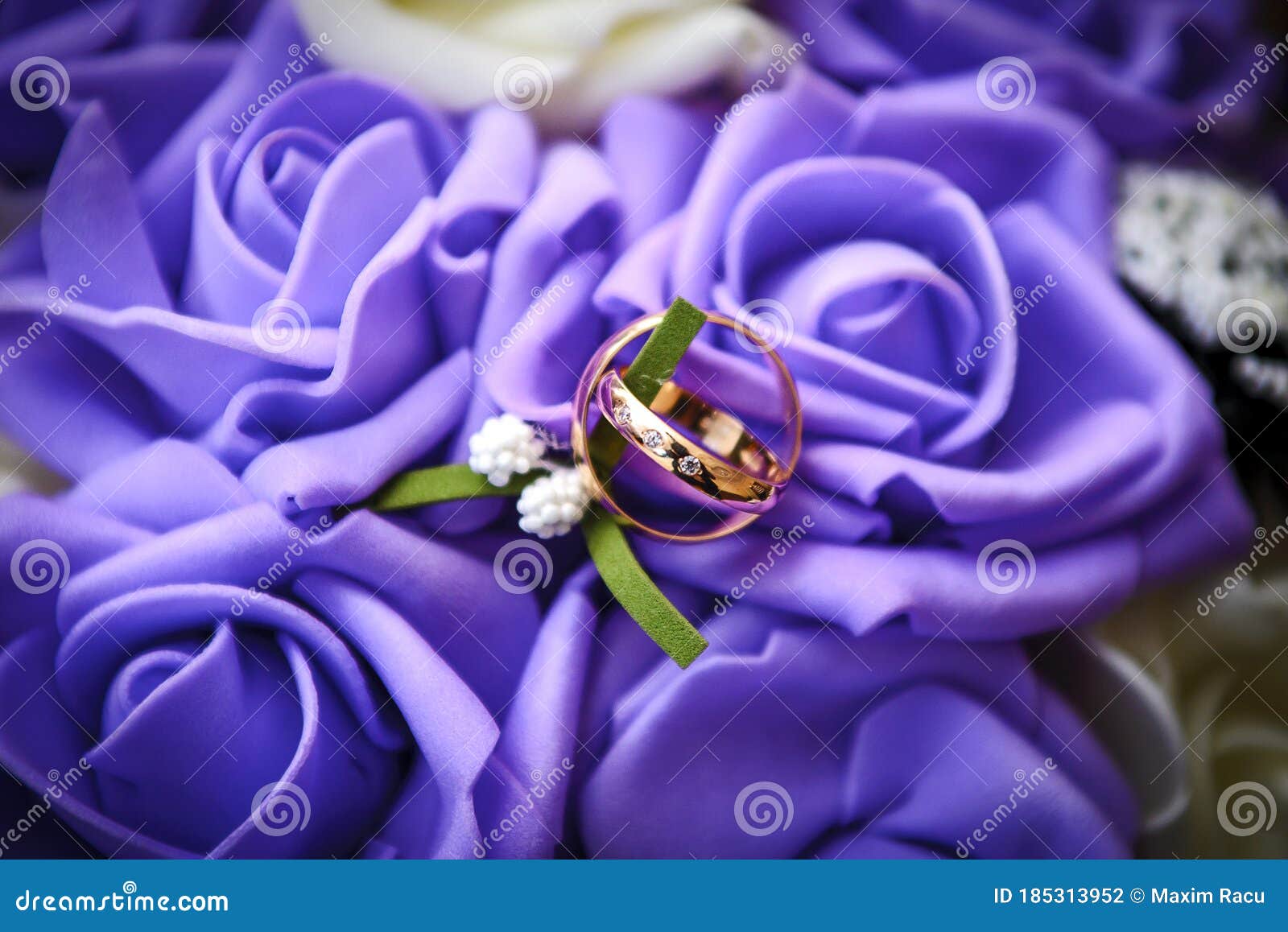 Beautiful Wedding Rings On The Wedding Day On A Purple