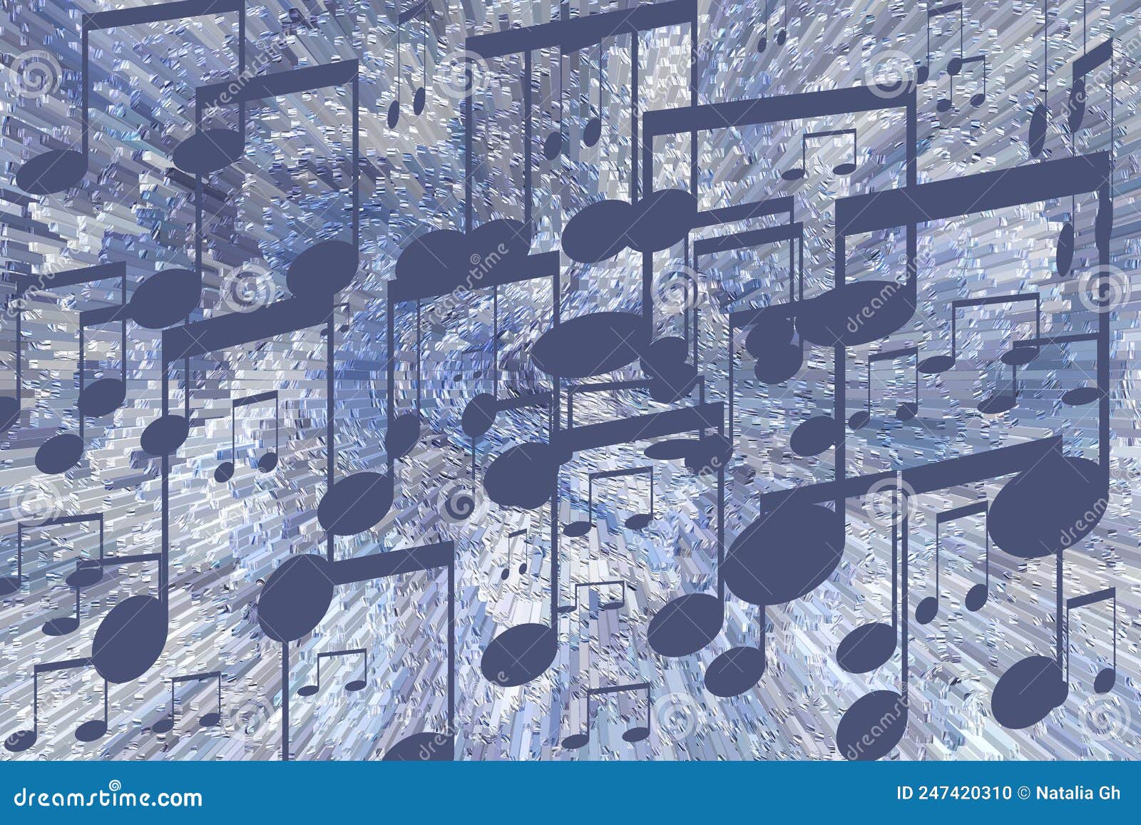 Beautiful White Blue Background with Music Notes. Photo Stylization