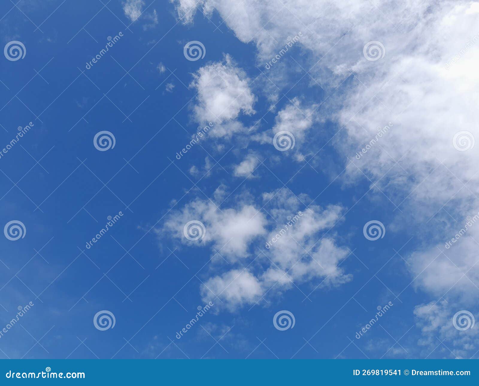 Beautiful White Clouds on Deep Blue Sky Background. Large Bright Soft ...