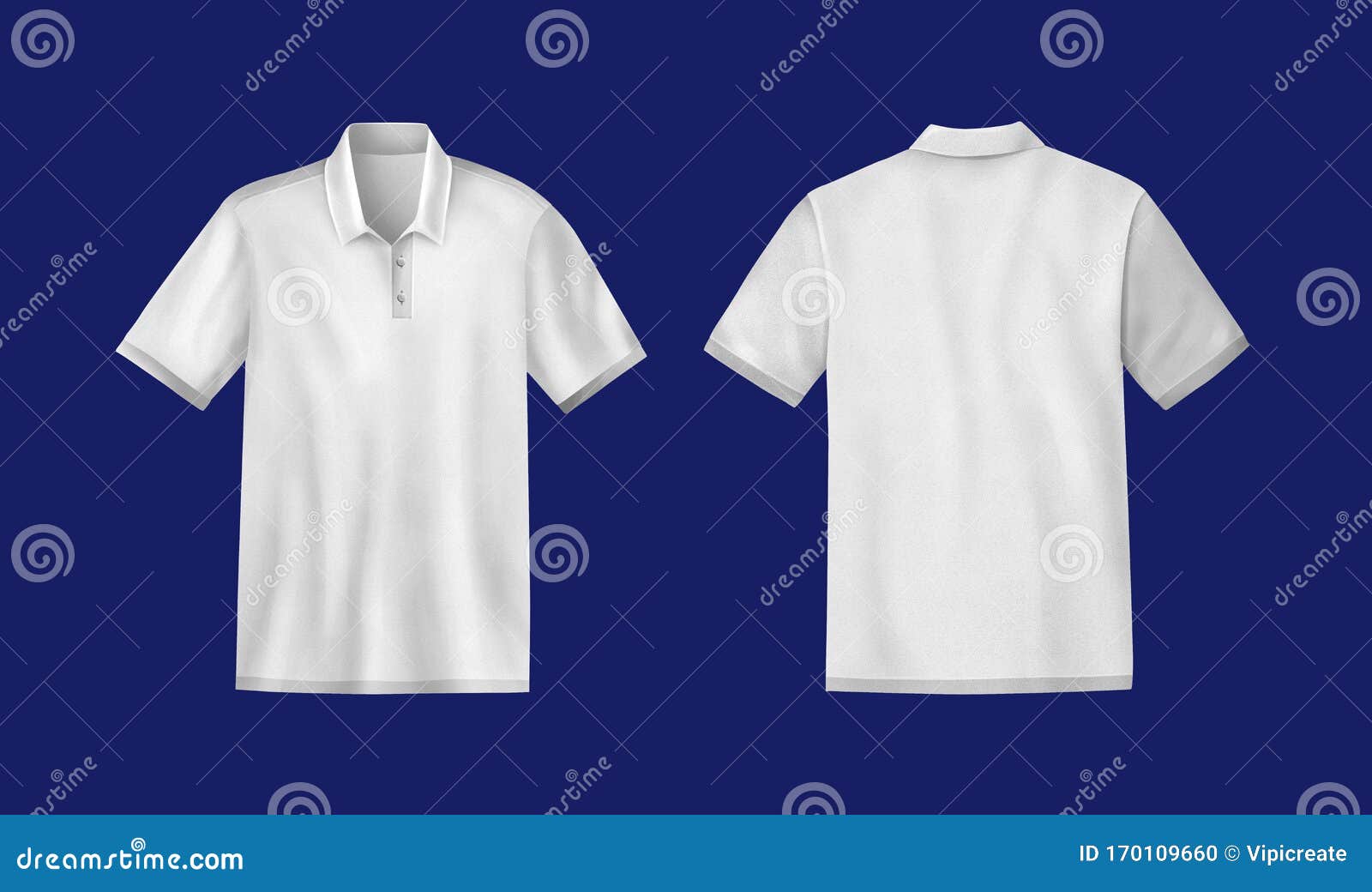 White Mens T-shirt Template Mockup, Front and Back, Realistic ...