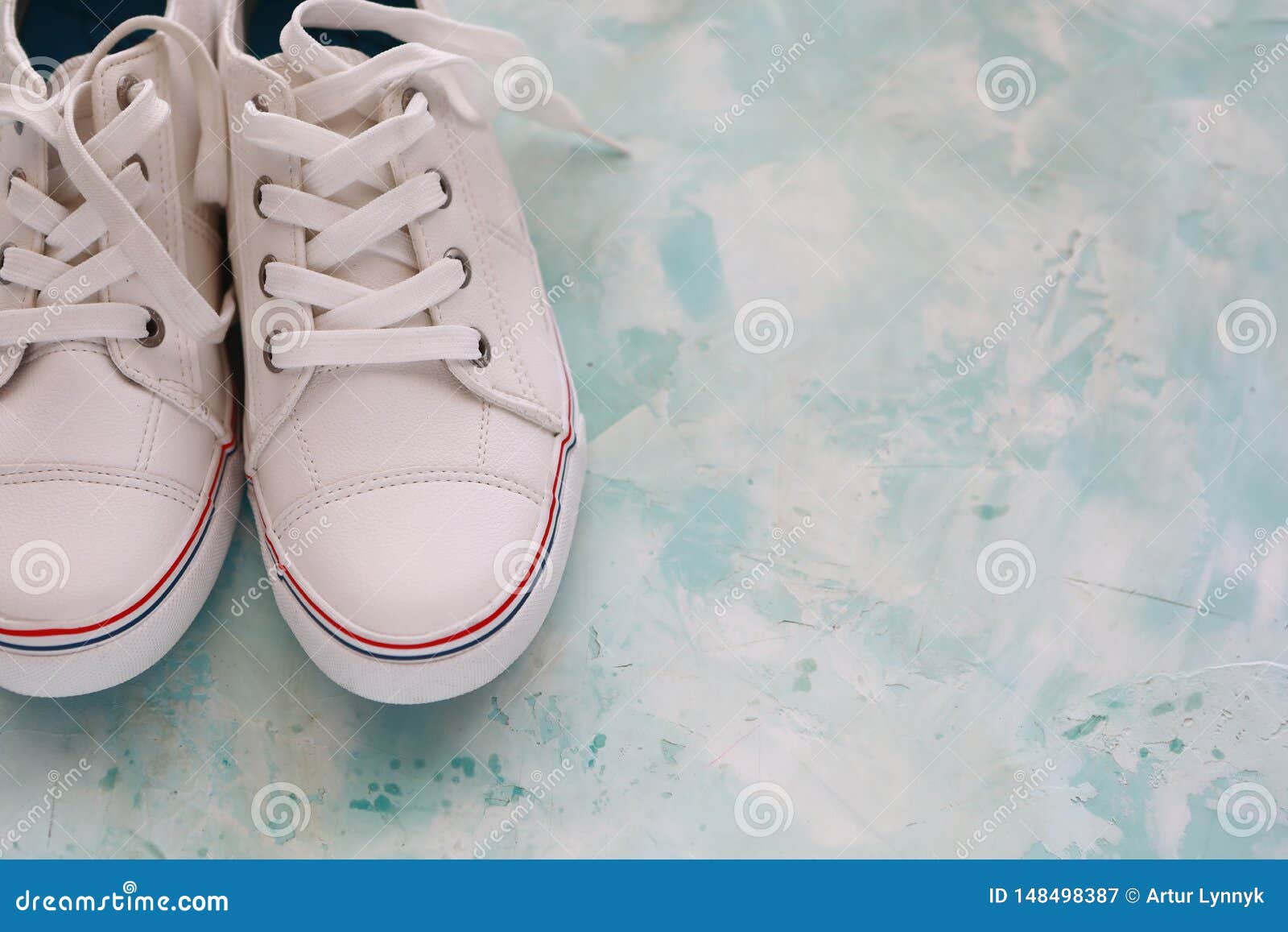 Beautiful White Sneakers on a Light Background Stock Image - Image of ...