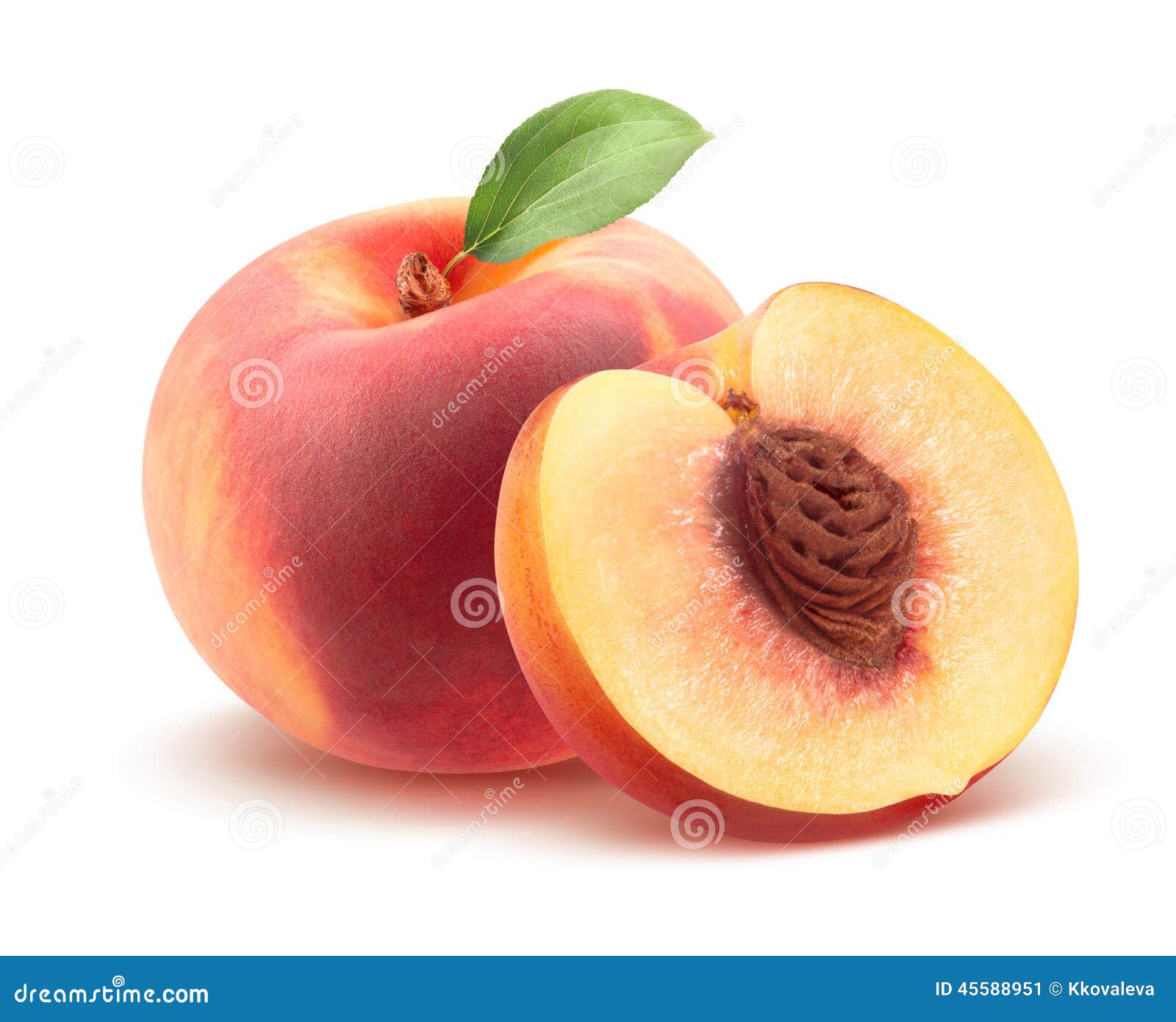 Beautiful Whole Peach And Split On White Stock Photo Image 45588951