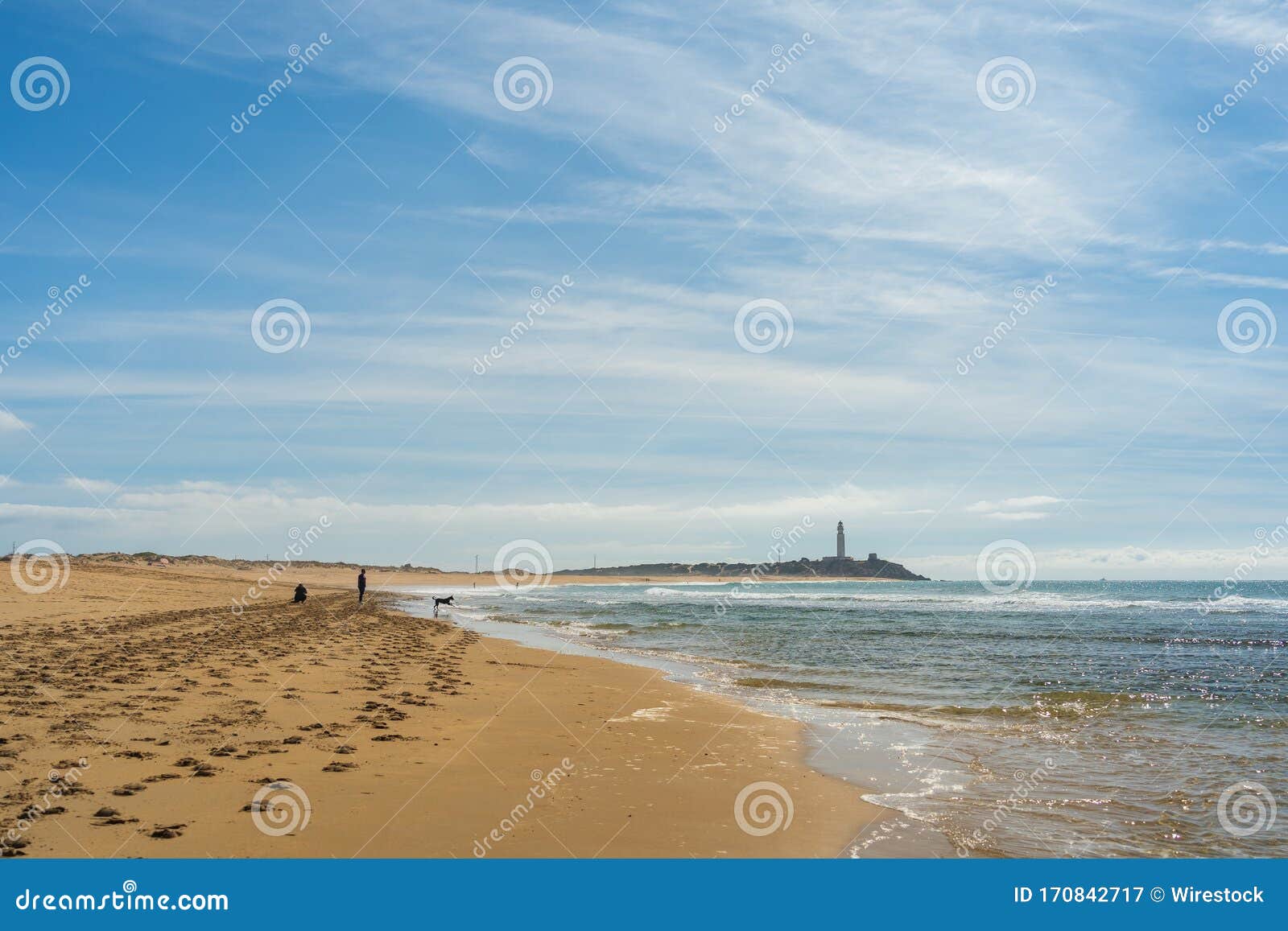 beautiful wide shot of a sandy beach in zahora spain with a clear blue sky in the background