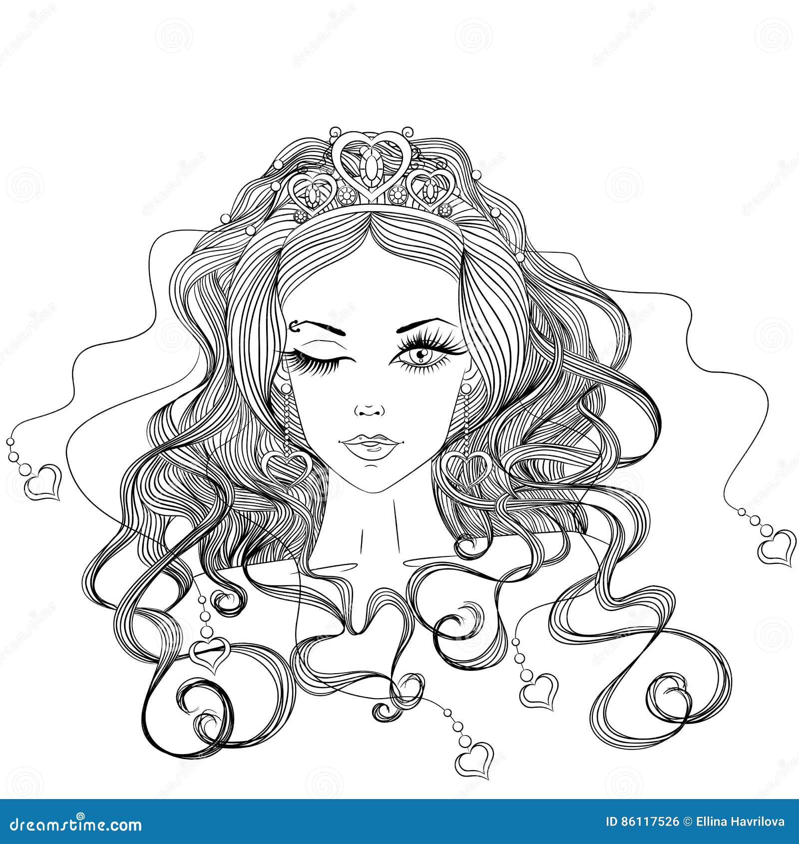 Download Beautiful winking girl stock vector. Illustration of contour - 86117526