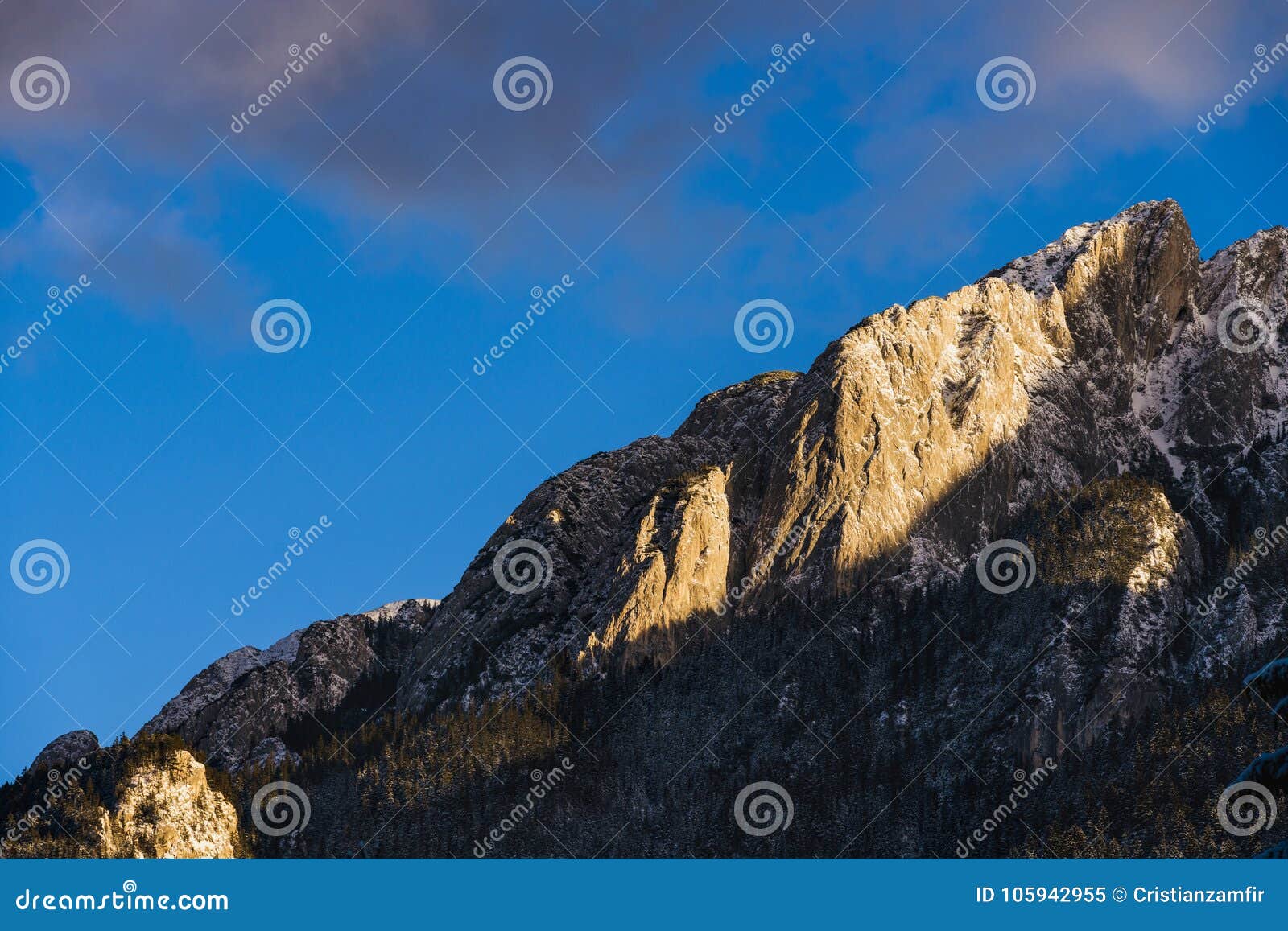 winter landscape with carpati piatra craiului mountain
