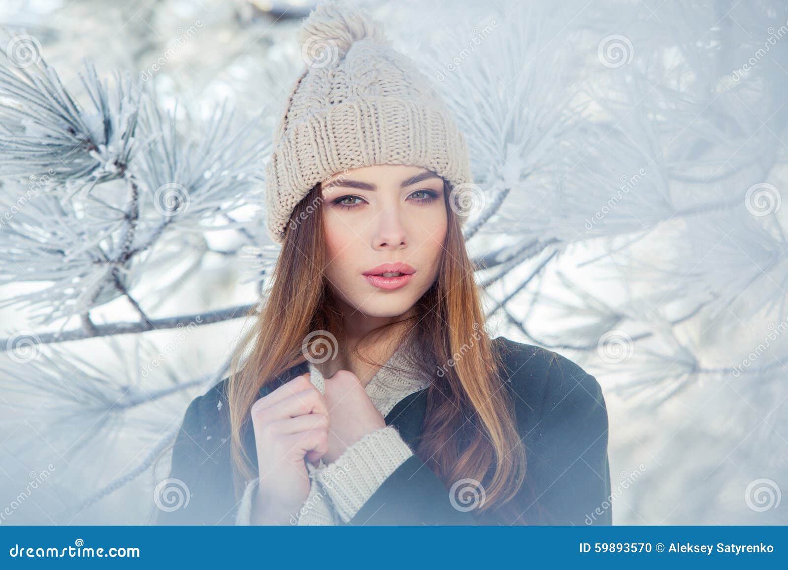 Beautiful Winter Portrait of Young Woman in the Stock Photo - Image of ...