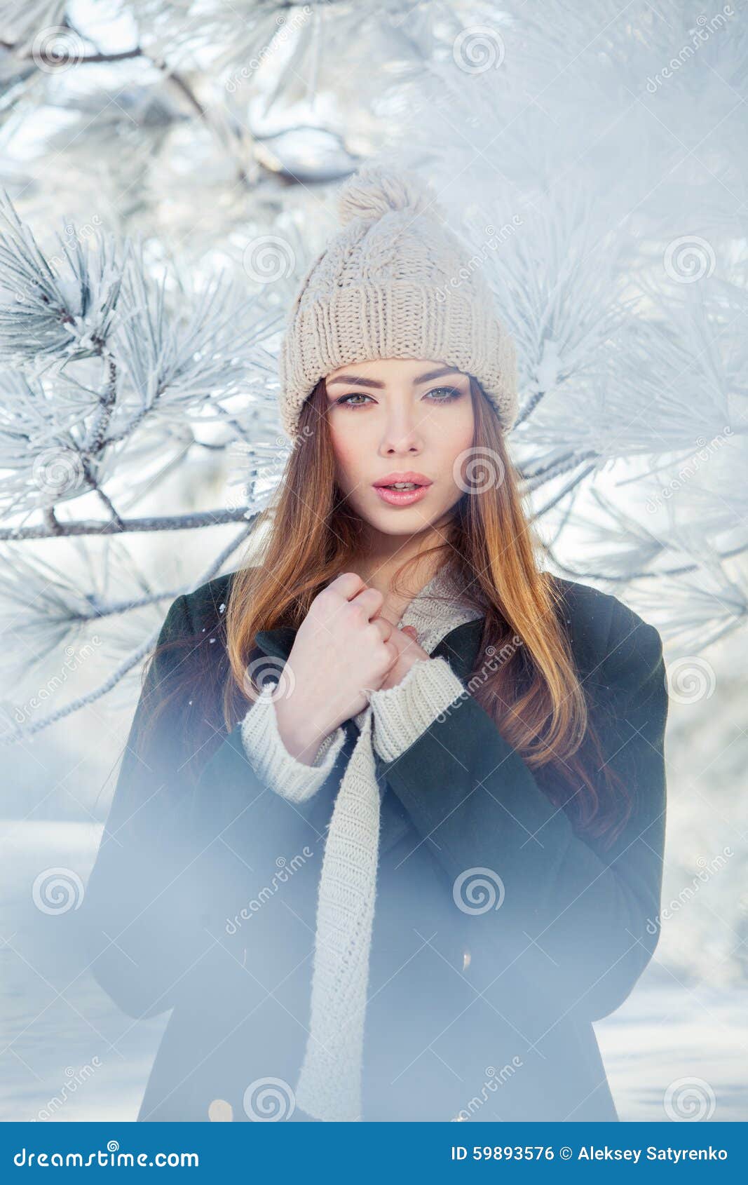 Beautiful Winter Portrait of Young Woman in the Stock Photo - Image of ...