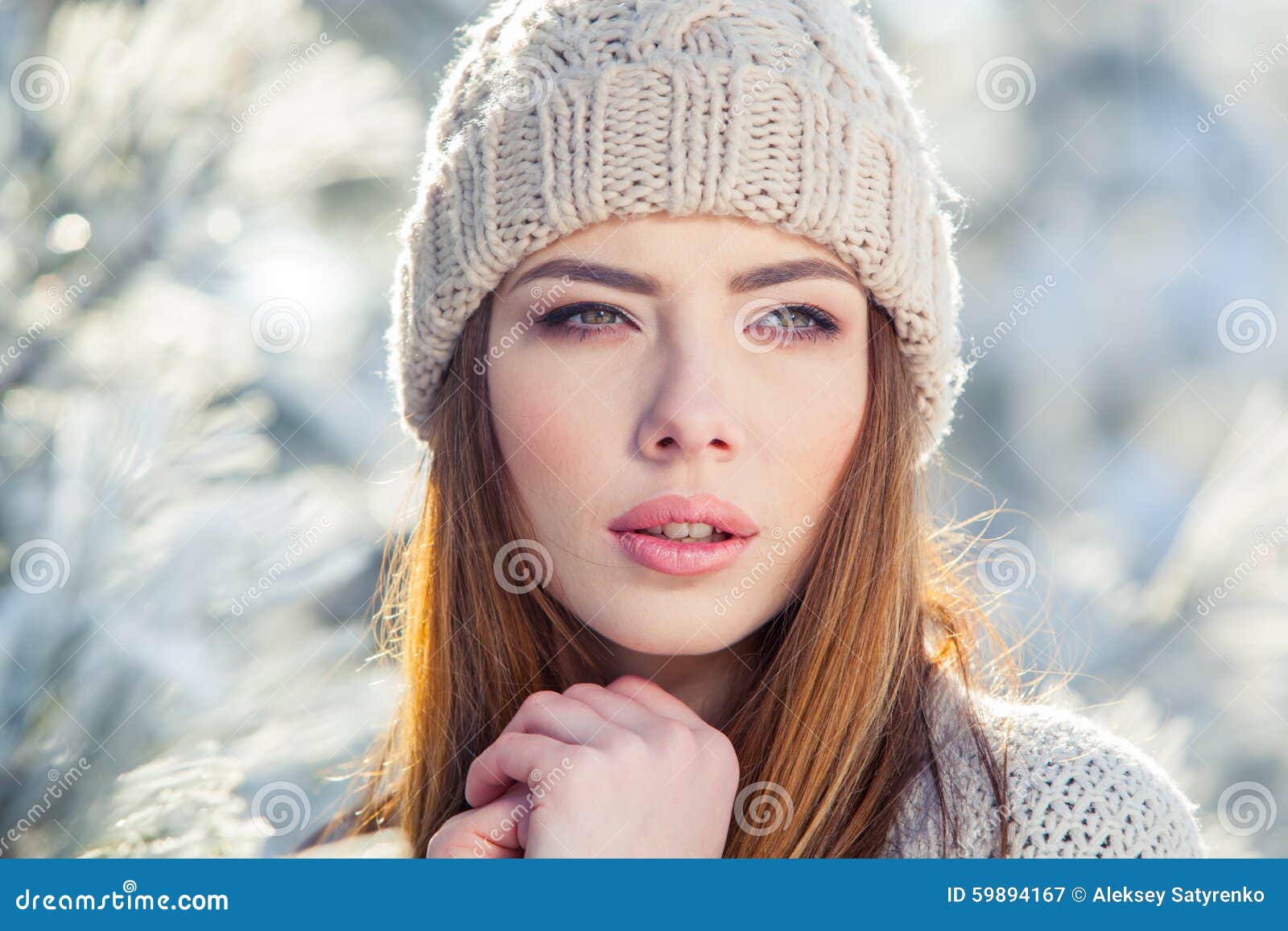 Beautiful Winter Portrait of Young Woman in the Stock Image - Image of ...