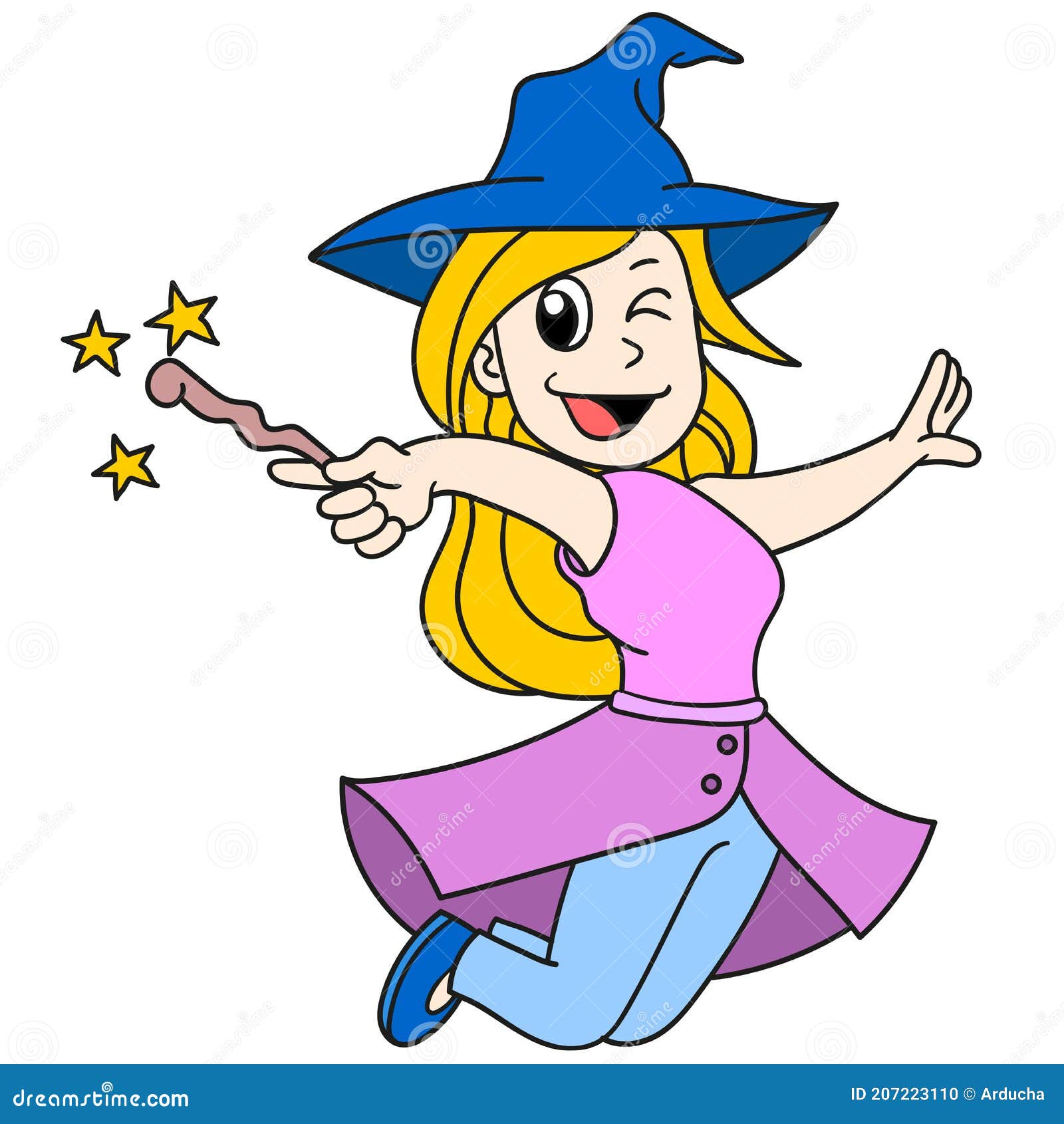 A Beautiful Witch Using Her Magic Power Stock Vector - Illustration of  design, logo: 207223110