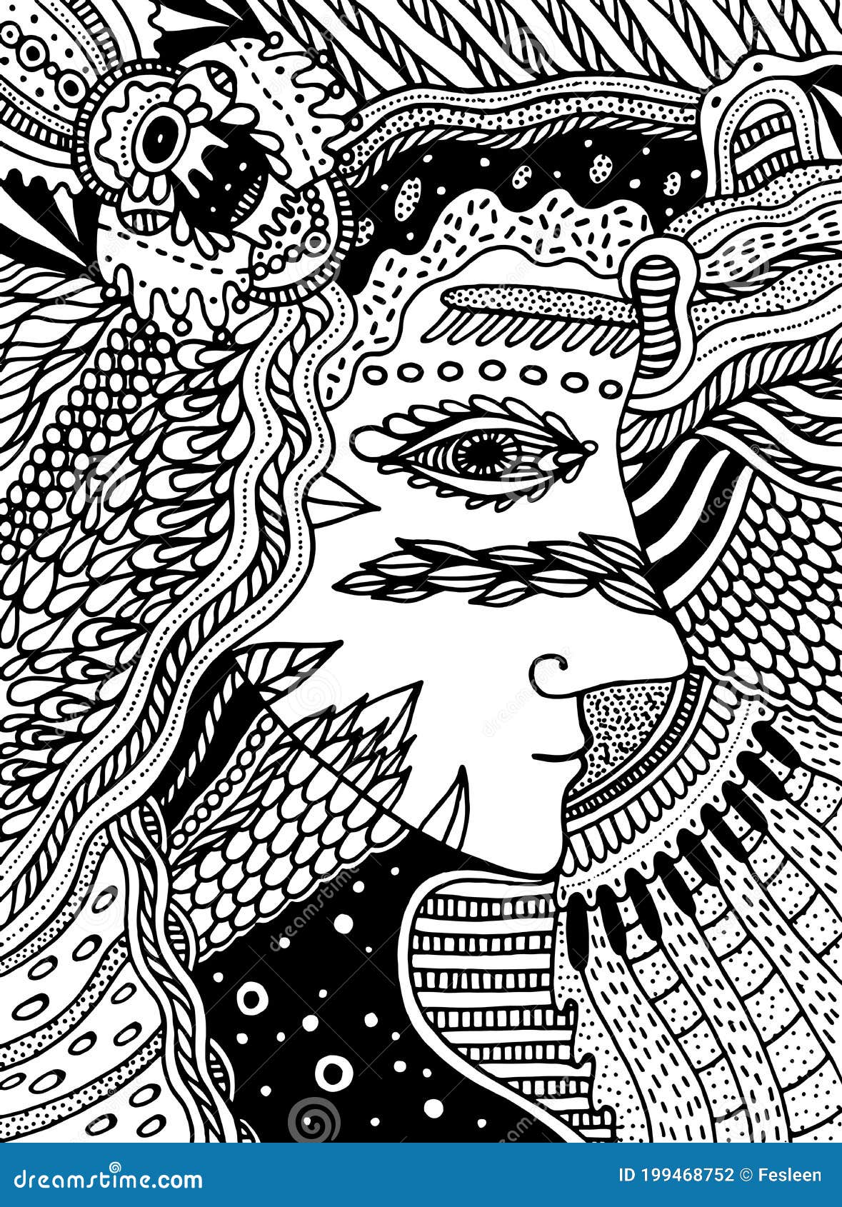 Beautiful Witch Woman. Coloring Page For Adults Outline ...