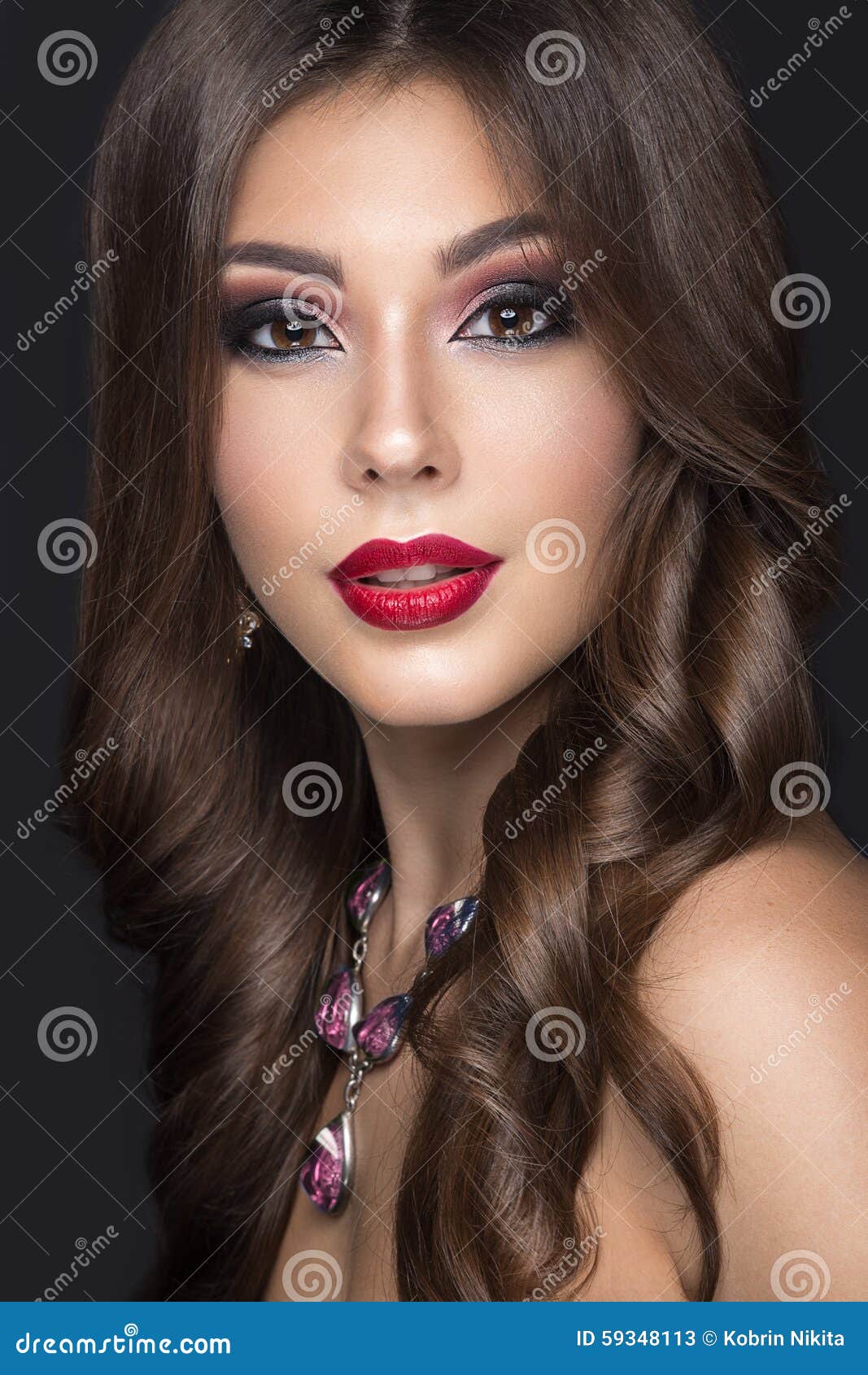 Beautiful Woman With Arabic Make-up, Red Lips And Stock Image - Image ...