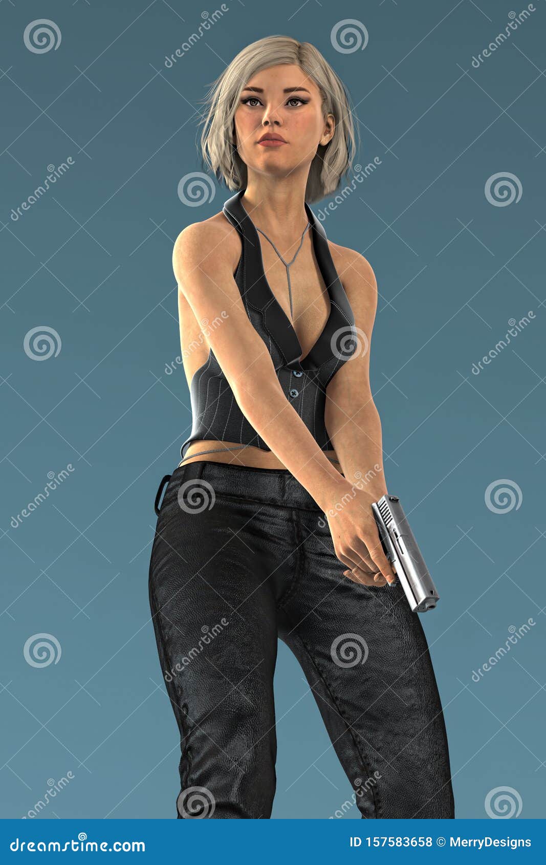 Woman holding a hand gun stock image. Image of mafia - 35393949