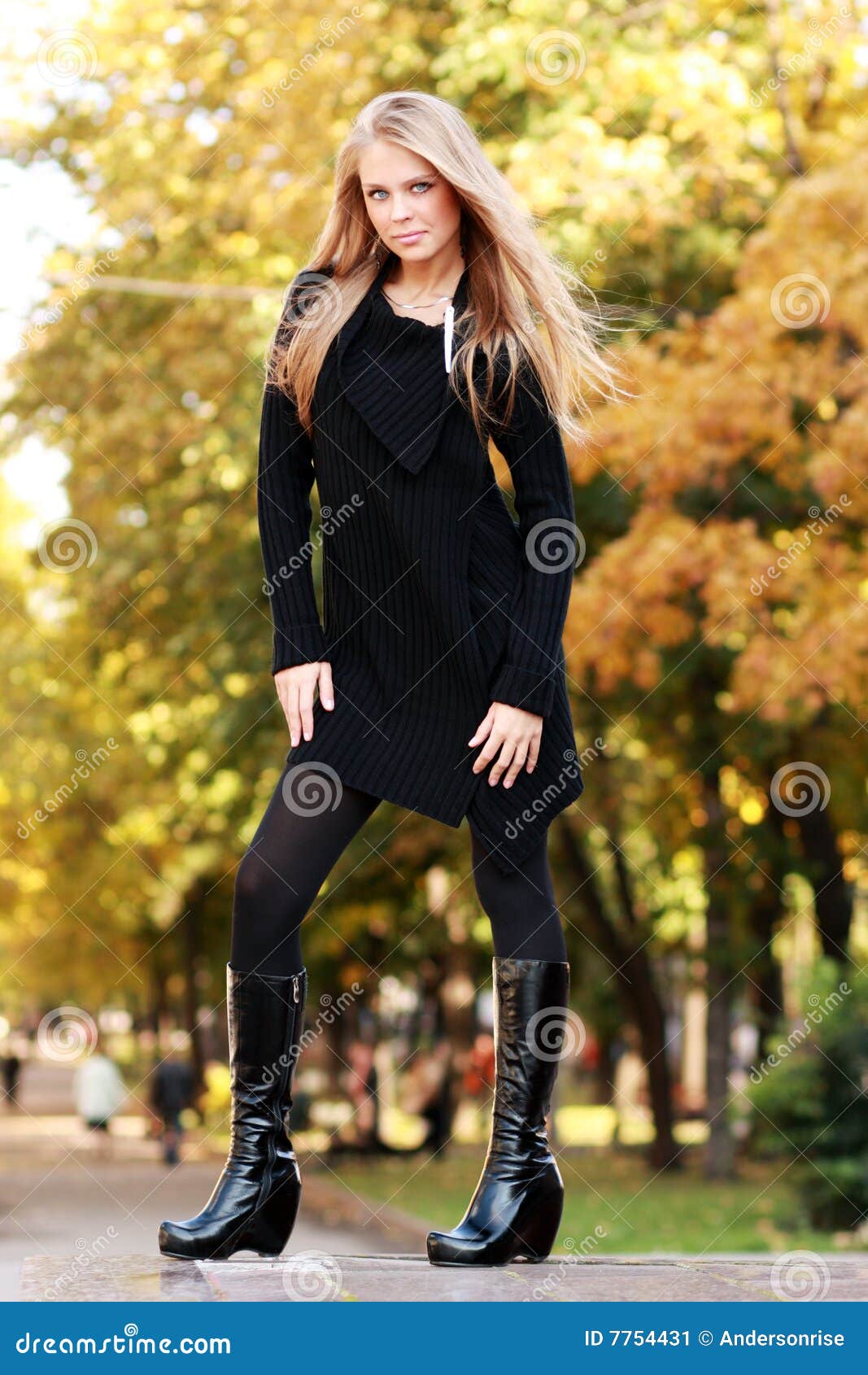 Beautiful Woman in Autumnal Park Stock Image - Image of beauty, avenue ...