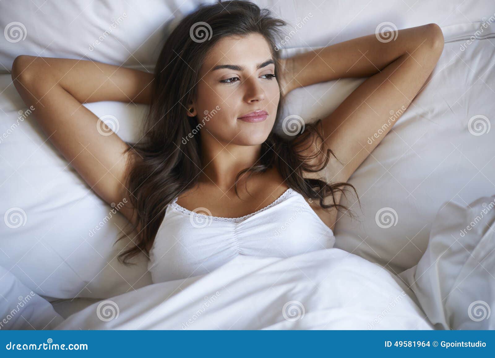 Beautiful woman in bed stock photo Image of dreams 