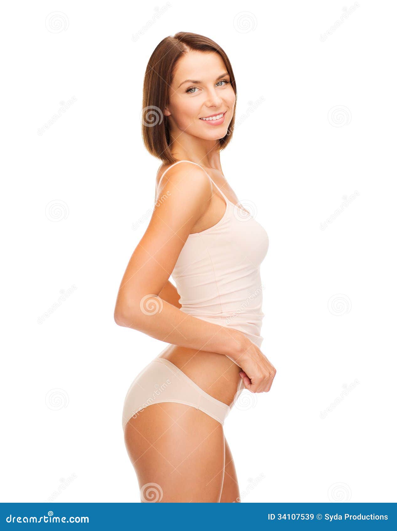 Beautiful Woman in Beige Cotton Underwear Stock Image - Image of cute,  hygiene: 34107539