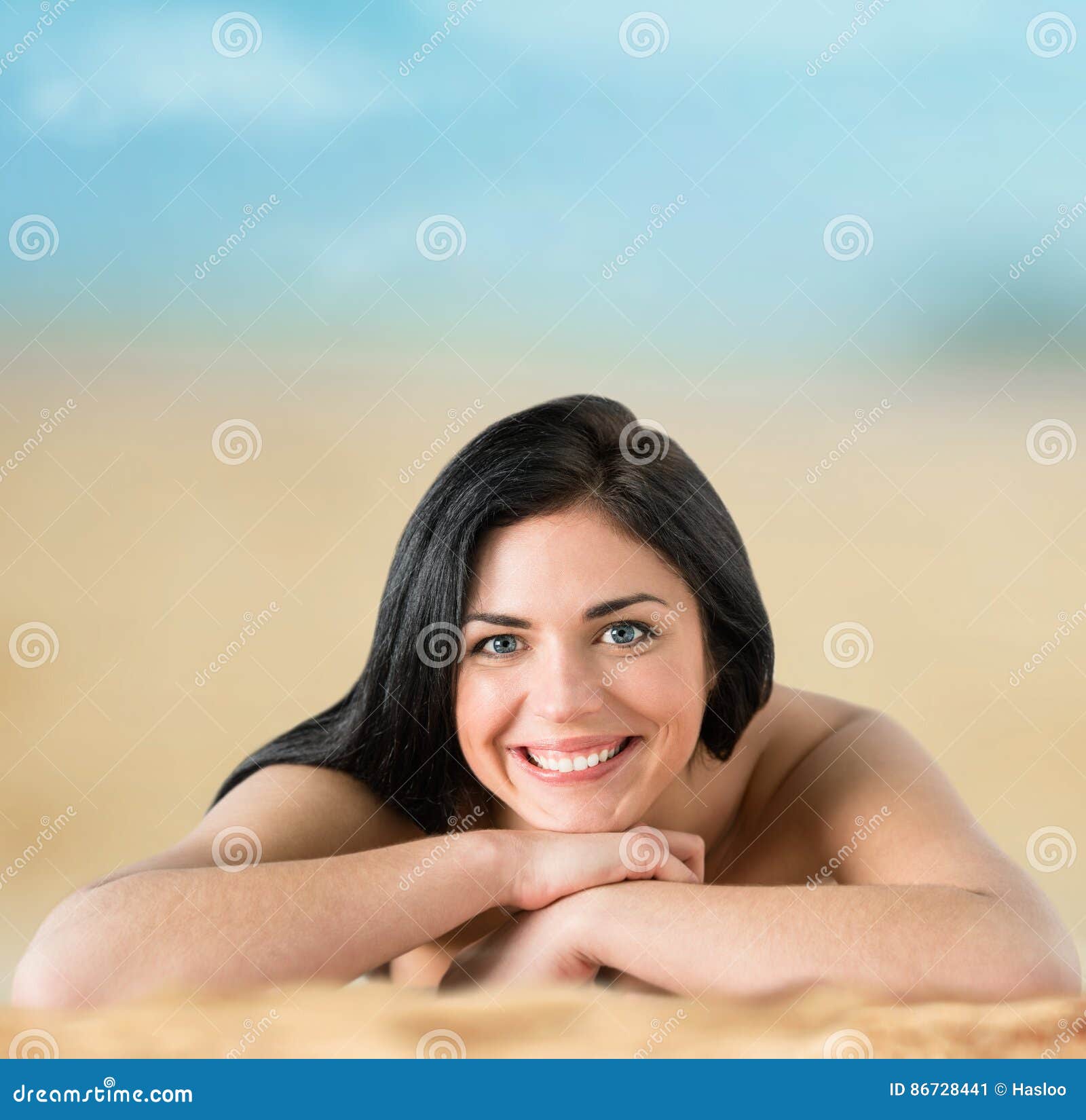 Beautiful Woman in Bikini Sunbathing at the Seaside Stock Image Image