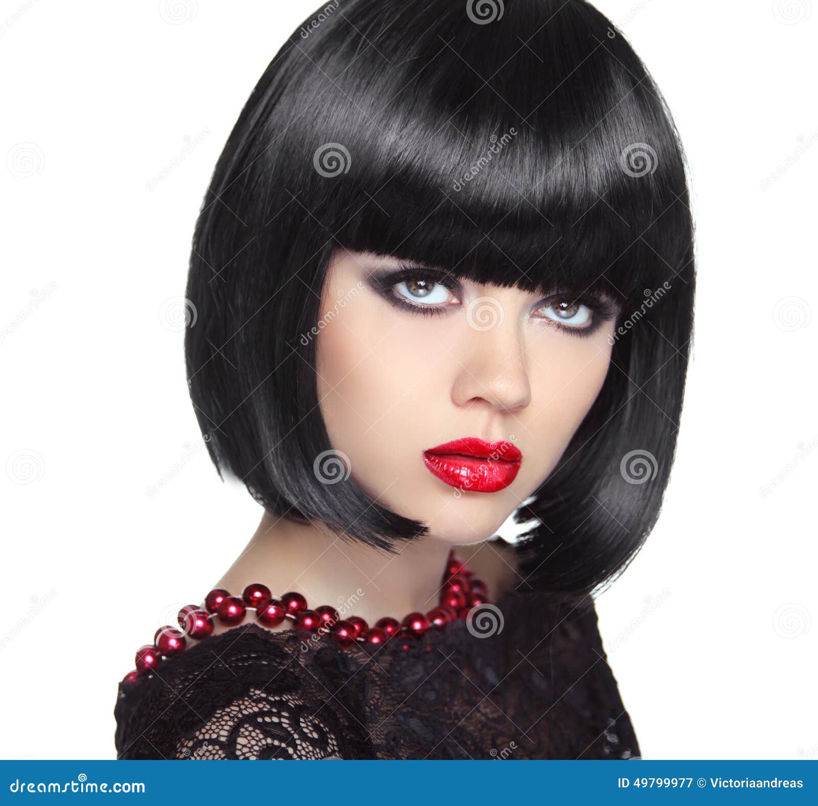 Beautiful Woman with Black Short Hair. Haircut. Hairstyle Stock Image -  Image of beautiful, haircut: 49799977