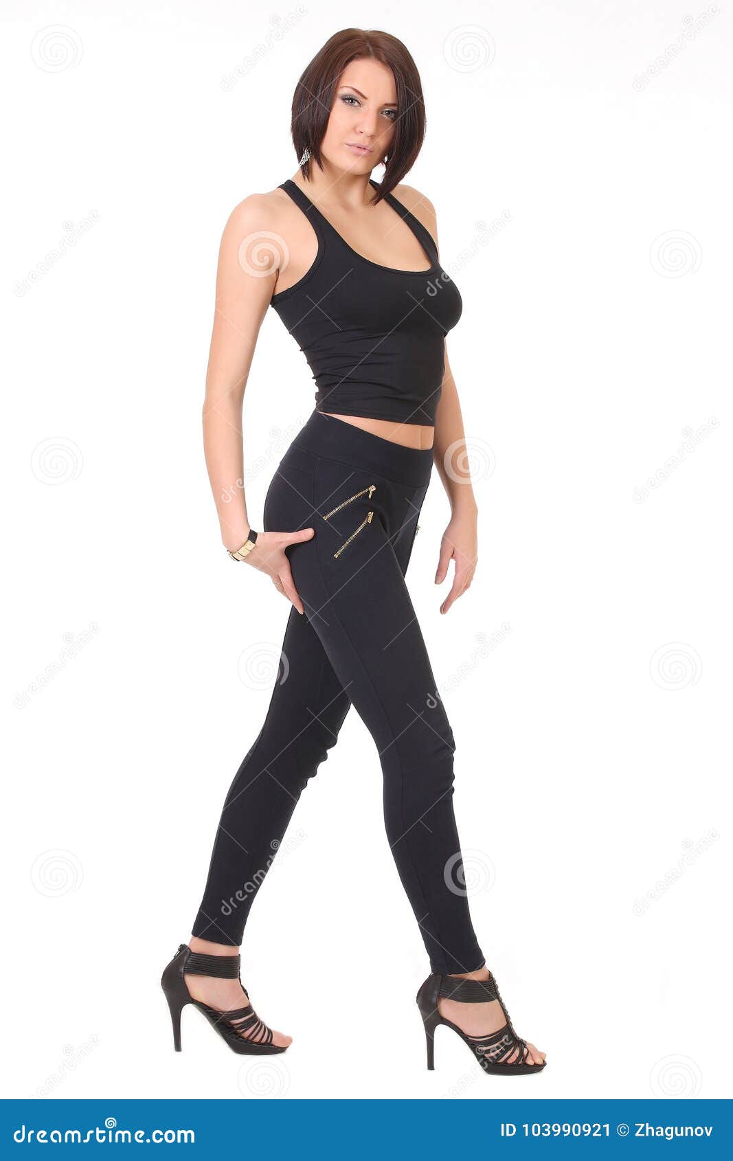 Beautiful Woman in a Black Tight Dress Stock Image - Image of goodly ...