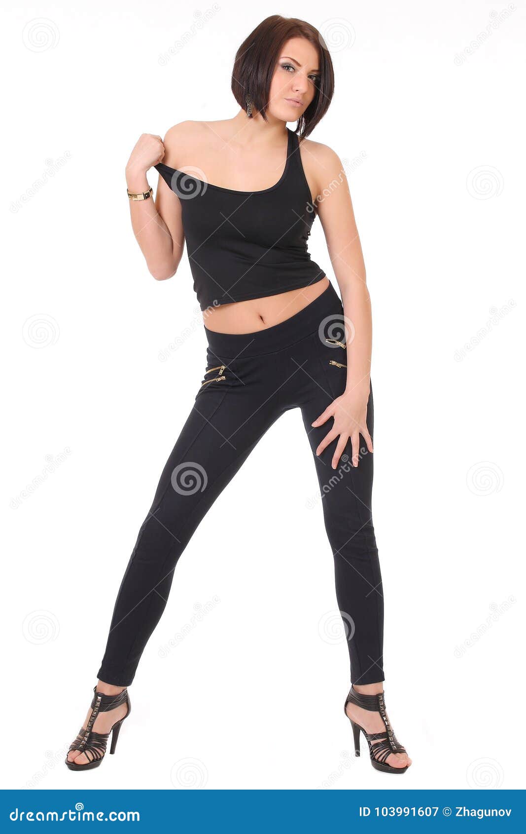 Beautiful Woman in a Black Tight Dress Stock Image - Image of back ...