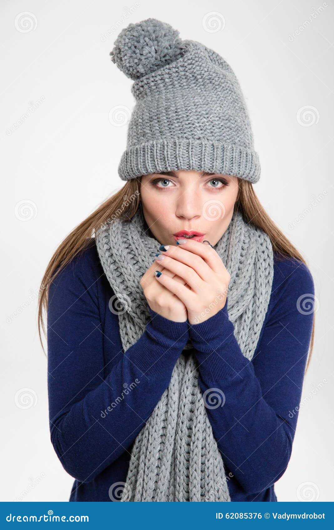 Beautiful Woman Blowing in Her Hands Stock Photo - Image of preparation ...