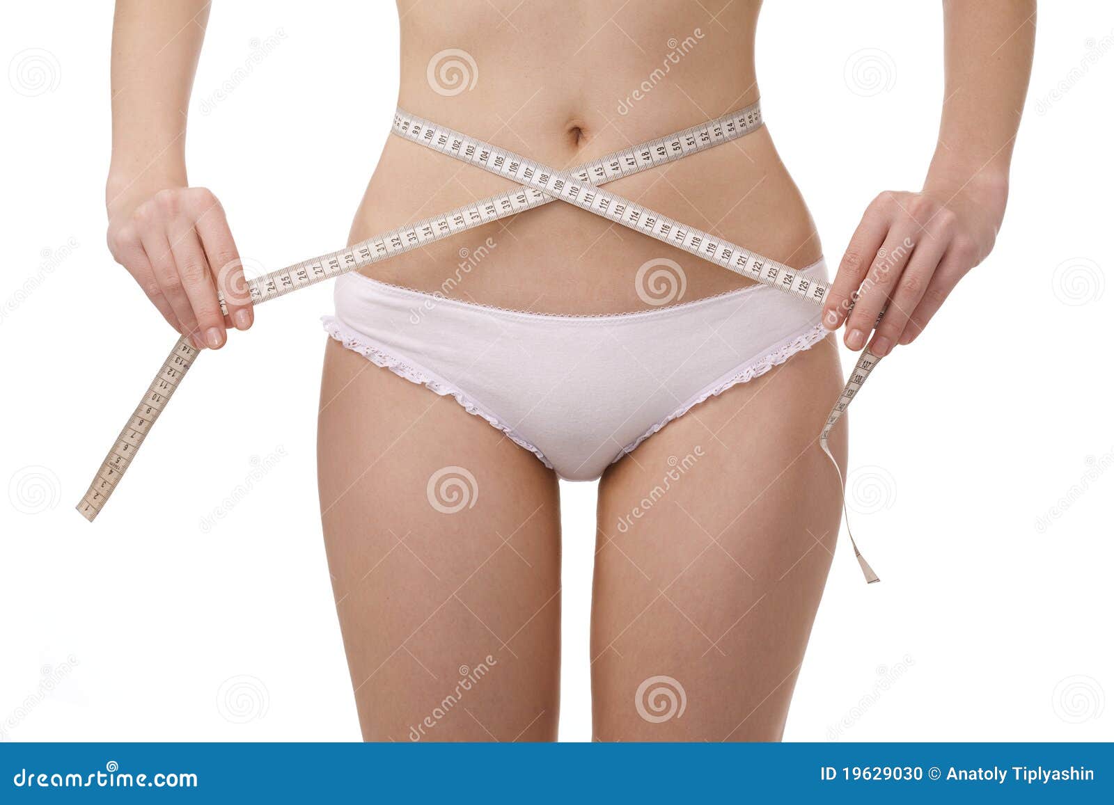 Slim Girl With Perfect Body Measuring Hips Stock Photo, Picture and Royalty  Free Image. Image 14754738.