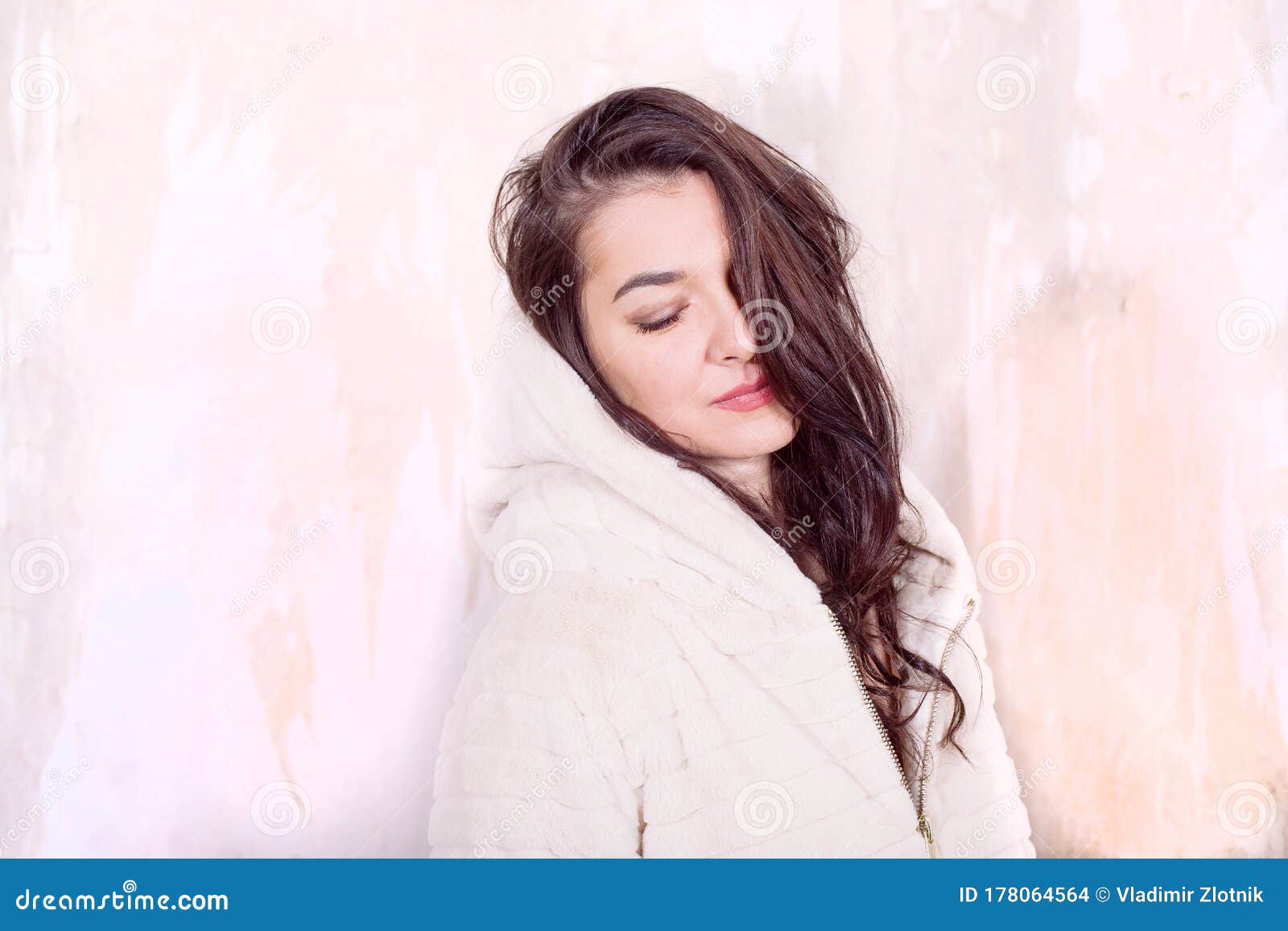 Beautiful Woman Brunet Hair Smiling Cheerful Happy Stock Photo - Image ...