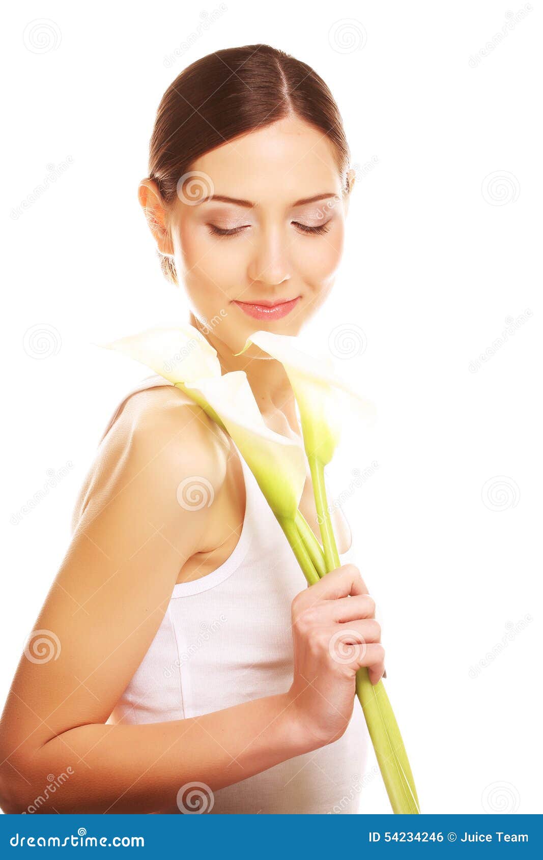 Beautiful Woman With Calla Flower Stock Photo Image Of Freshness