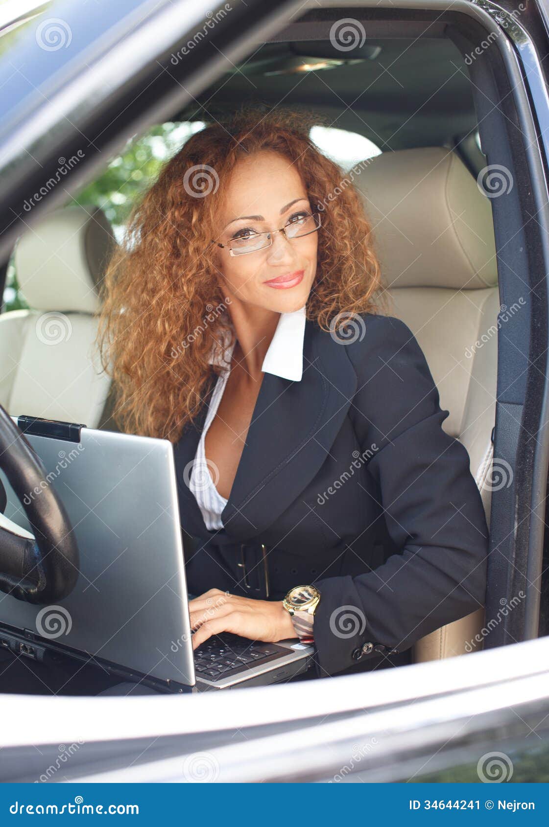 Beautiful Woman In Car Stock Image  Image: 34644241