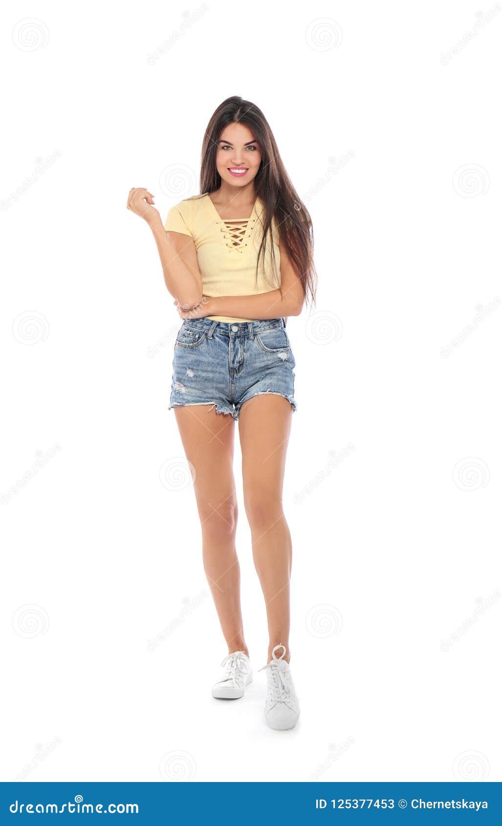 Beautiful Woman in Casual Clothes Posing Stock Image - Image of beautiful, happiness: 125377453